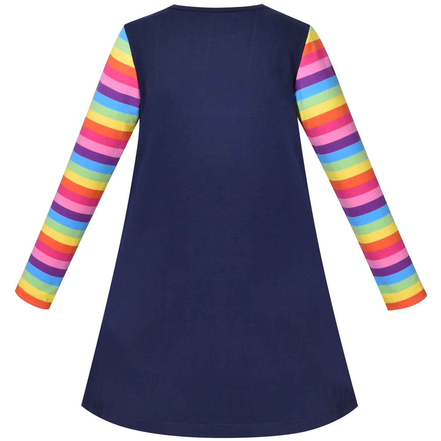 Girls Dress Christmas Santa Pink Cotton Long Sleeve Blue