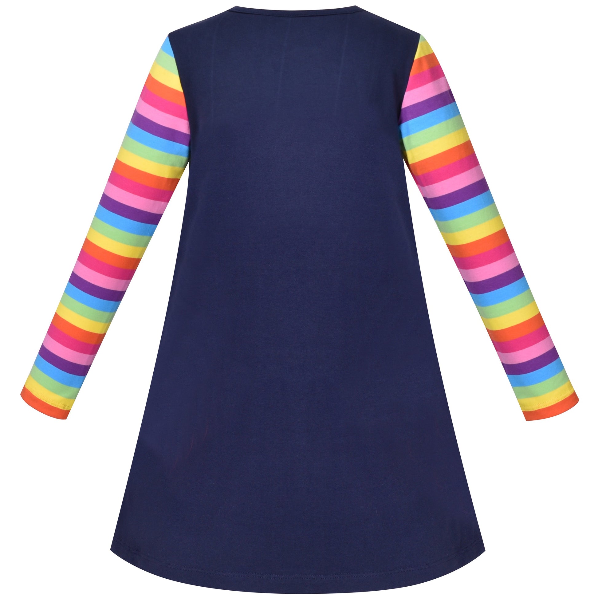 Girls Dress Christmas Santa Pink Cotton Long Sleeve Blue