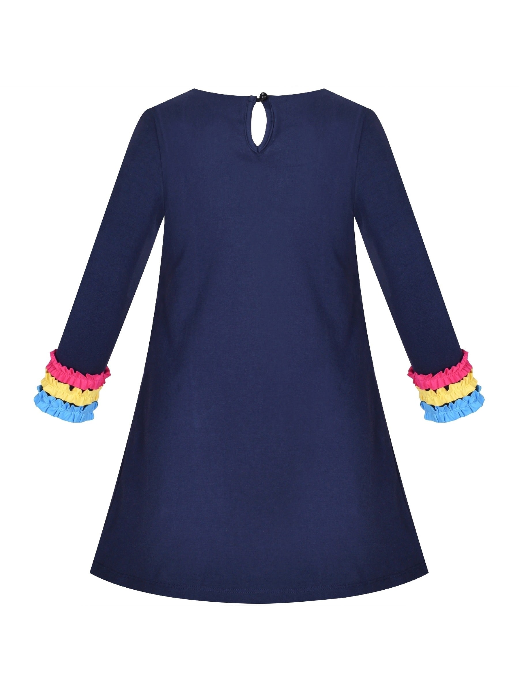 Girls Dress Christmas Santa Pink Cotton Long Sleeve Multi-Color