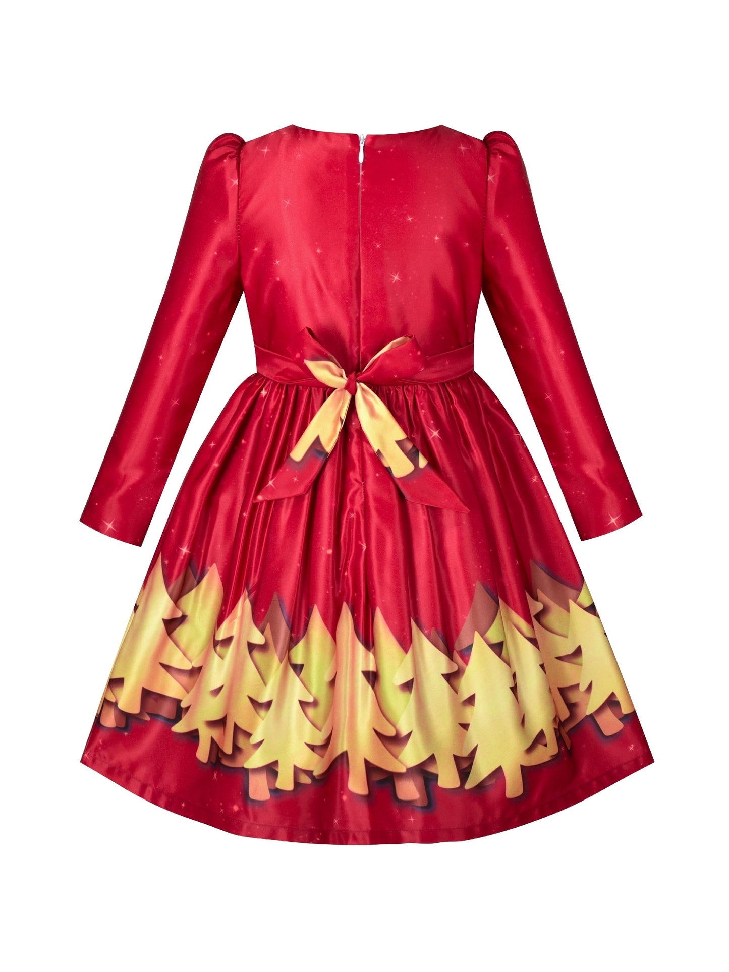 Girls Dress Fit & Flare Glitter Jacquard Christmas Holiday Red