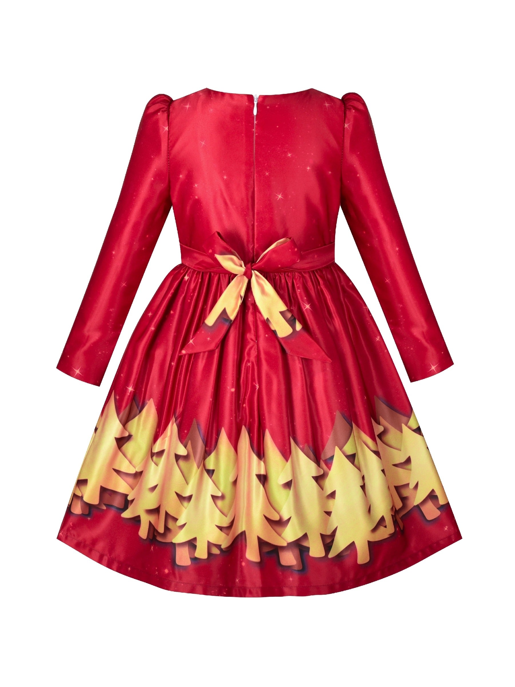 Girls Dress Fit & Flare Glitter Jacquard Christmas Holiday Red