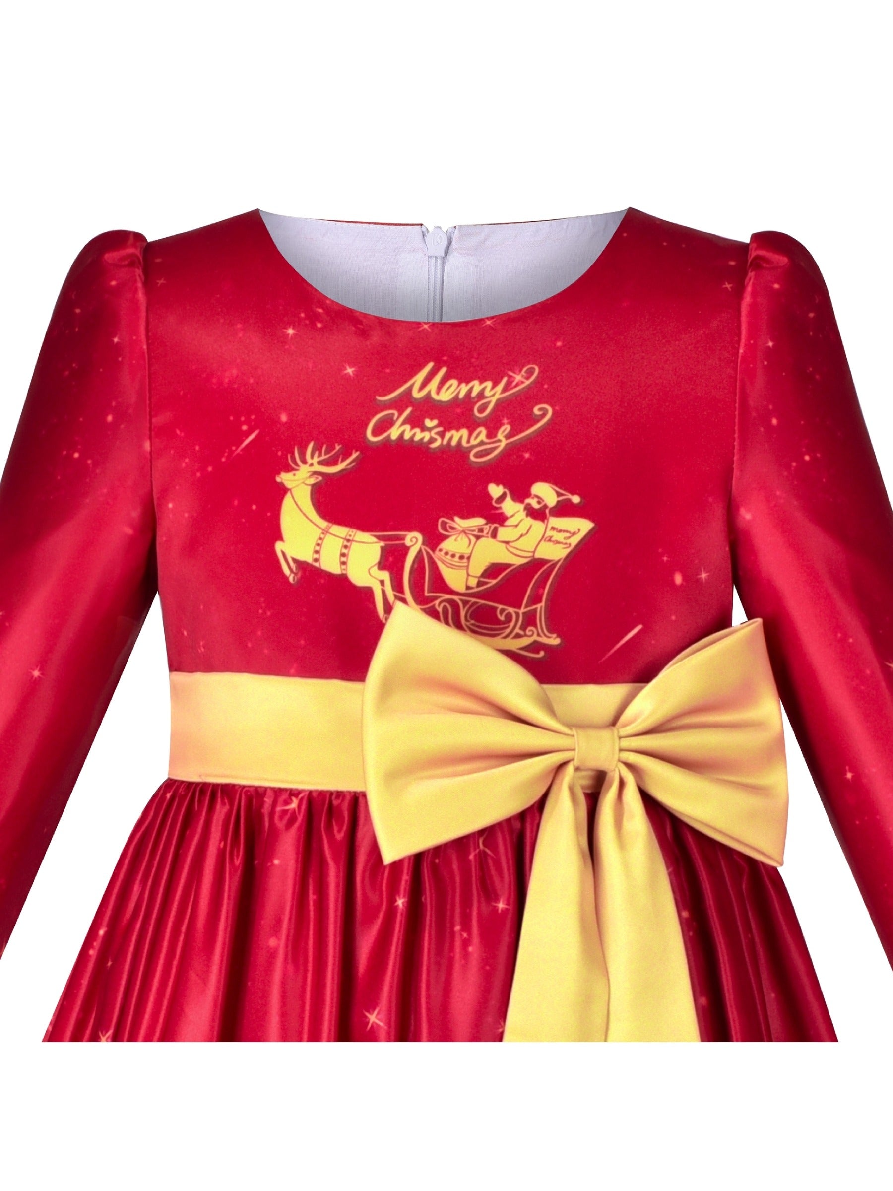 Girls Dress Fit & Flare Glitter Jacquard Christmas Holiday Red