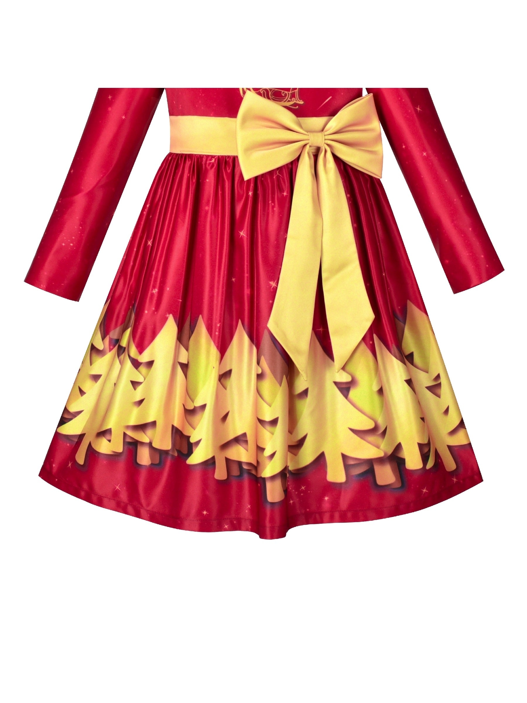 Girls Dress Fit & Flare Glitter Jacquard Christmas Holiday Red