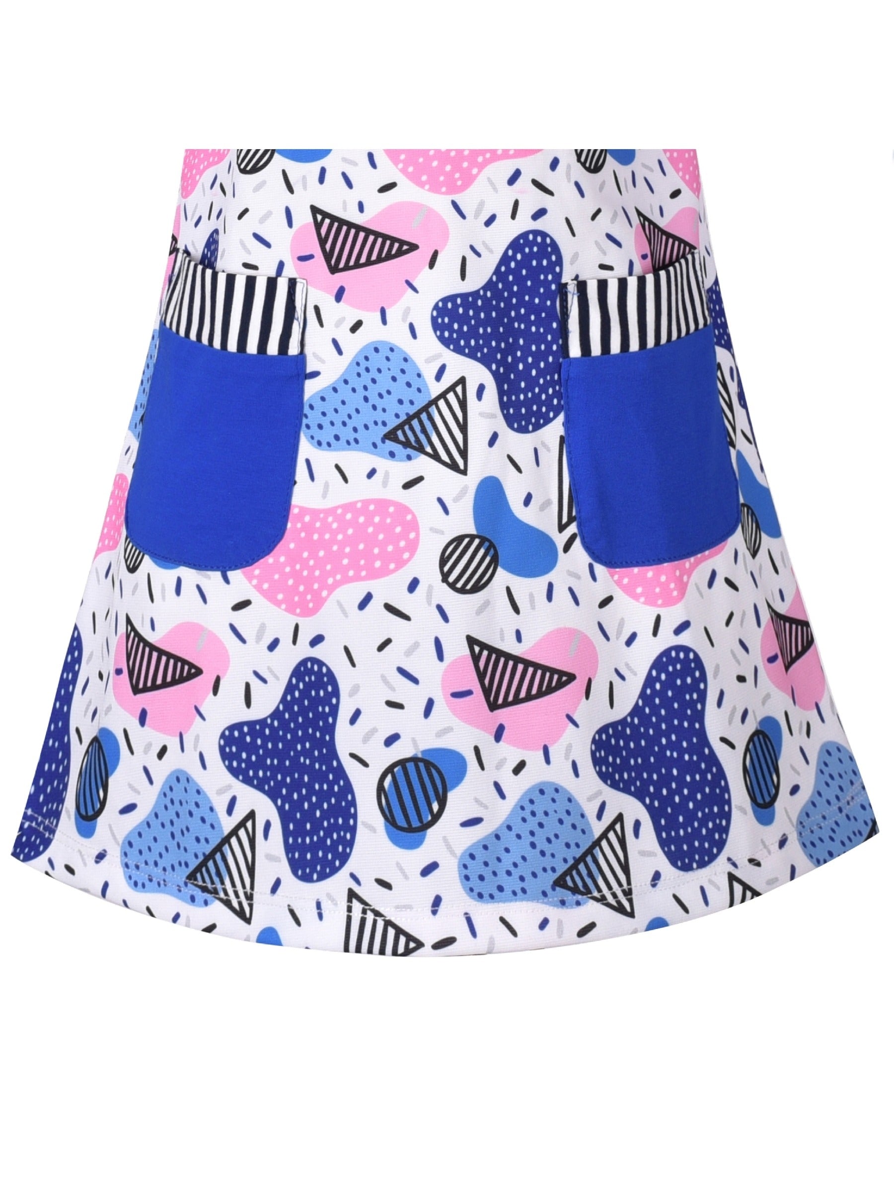 Girls Dress Long Sleeve Cotton Cartoon Sequins Pink Striped Dress Multi-Color