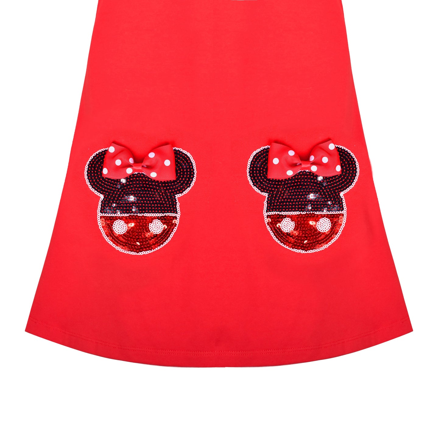 Girls Dress Long Sleeve Cotton Cartoon Sequins Pink Striped Dress Red