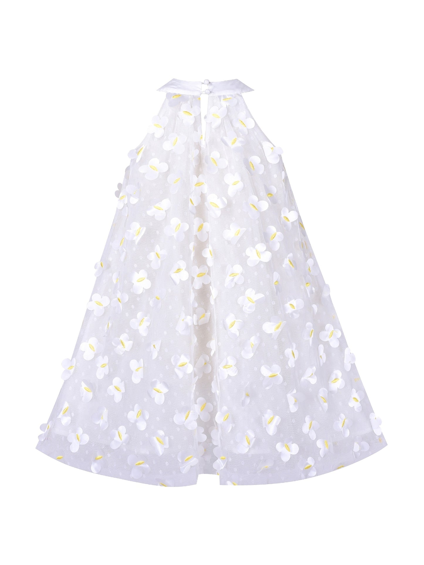 Flower Girls Dress Halter Dress Pearl Party Wedding Birthday White