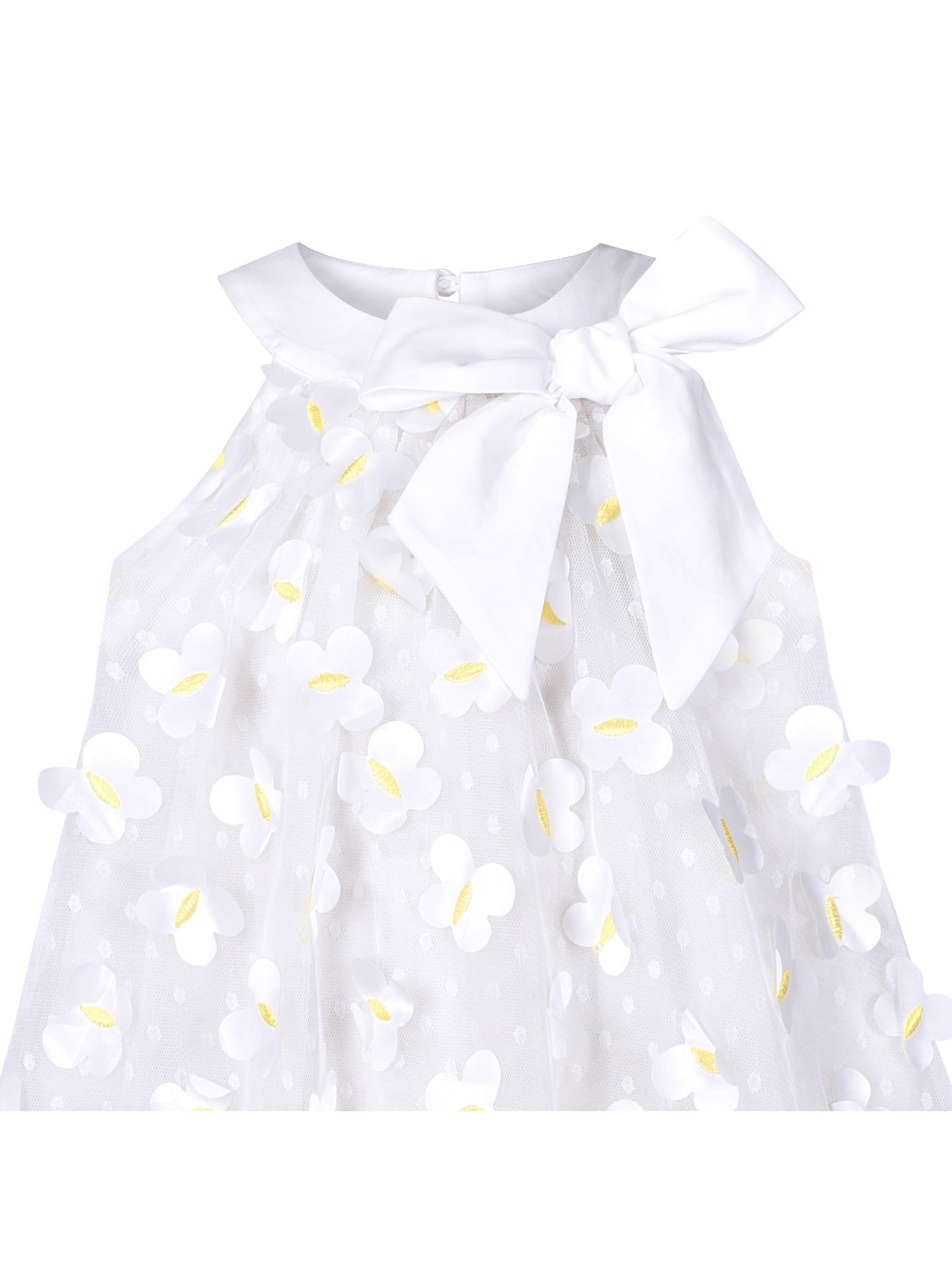 Flower Girls Dress Halter Dress Pearl Party Wedding Birthday White