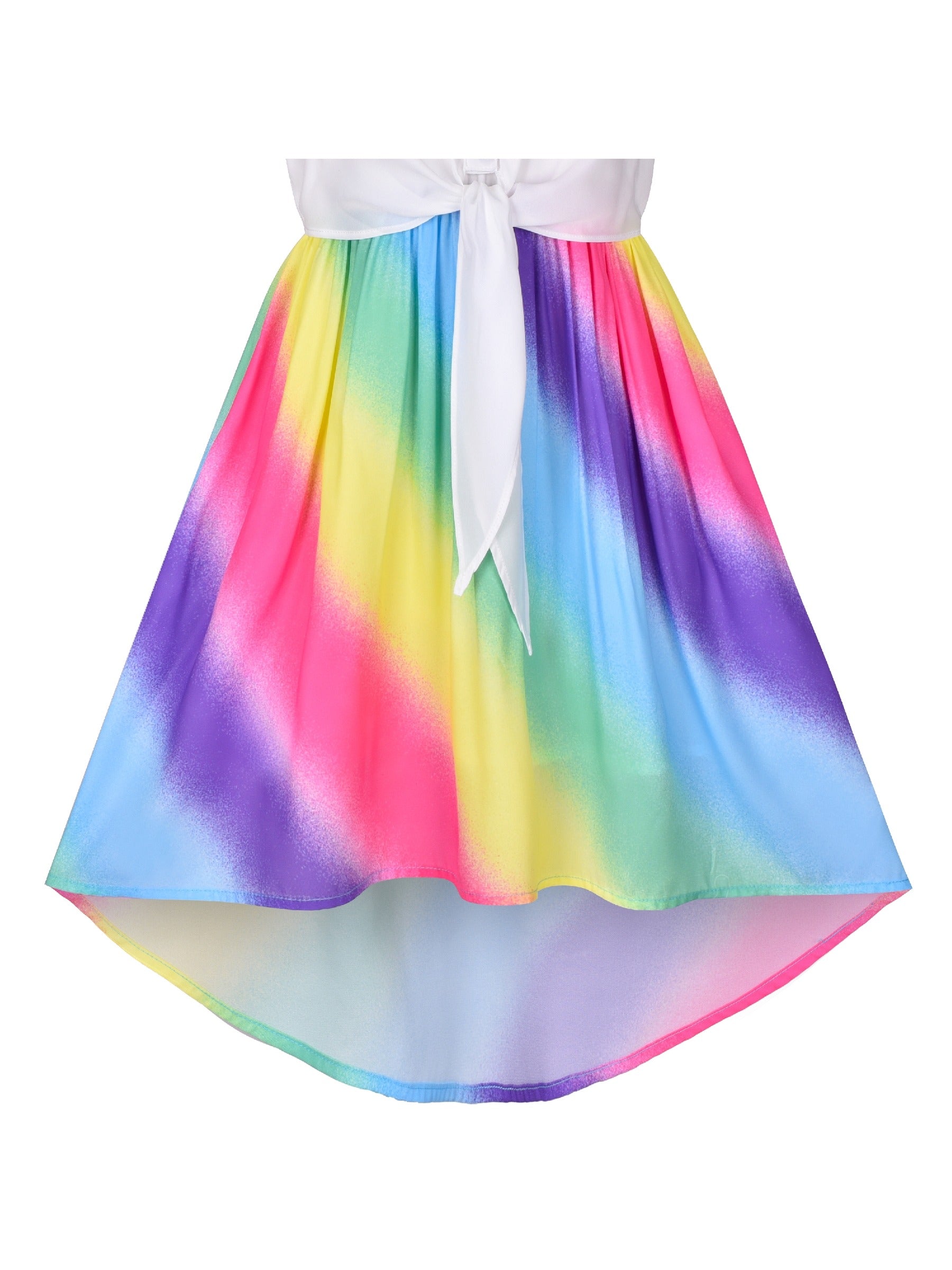 Girls Dress Lace to Chiffon Striped Black White Tied Waist Multi-Color