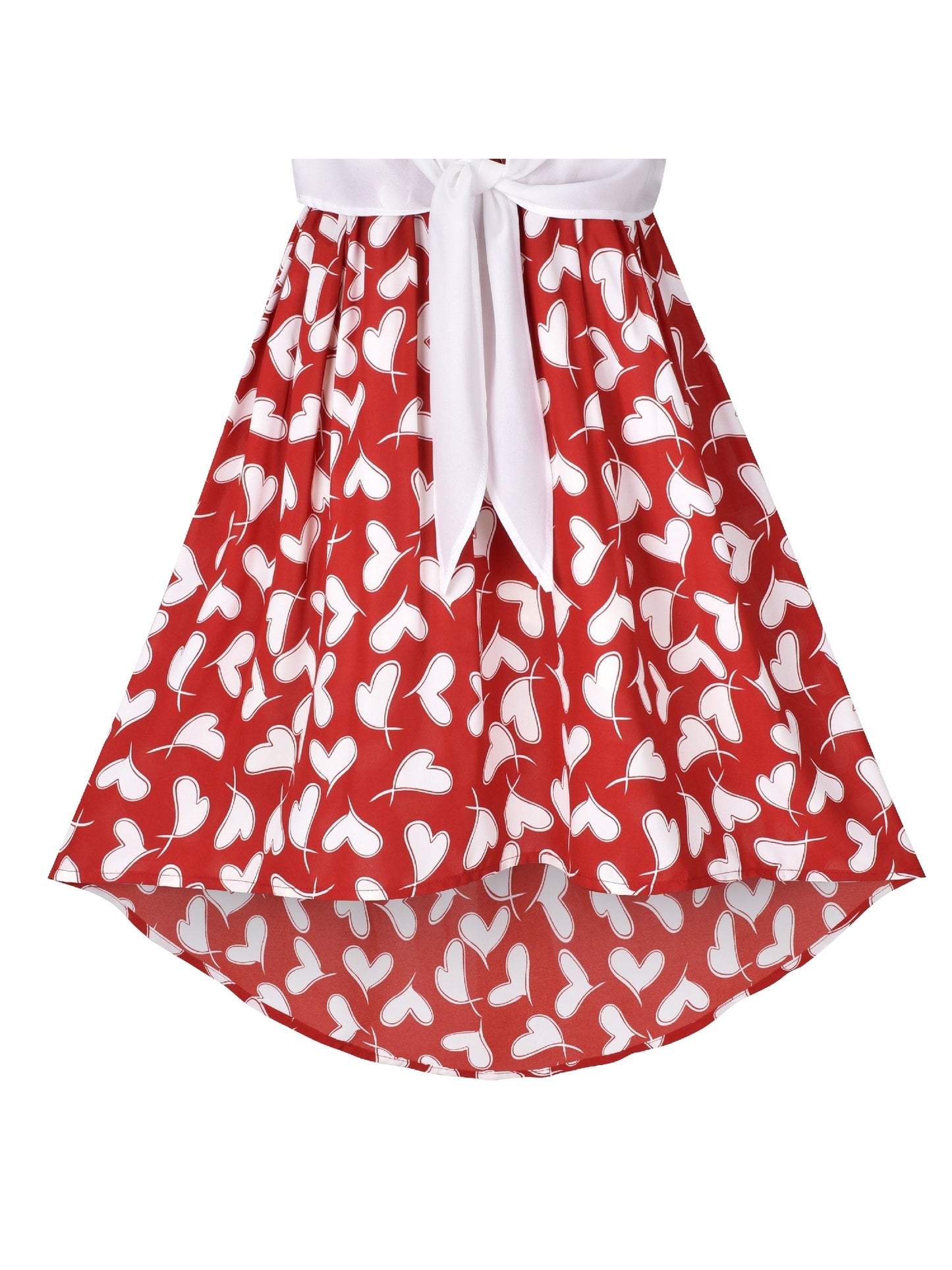 Girls Dress Lace to Chiffon Striped Black White Tied Waist Red