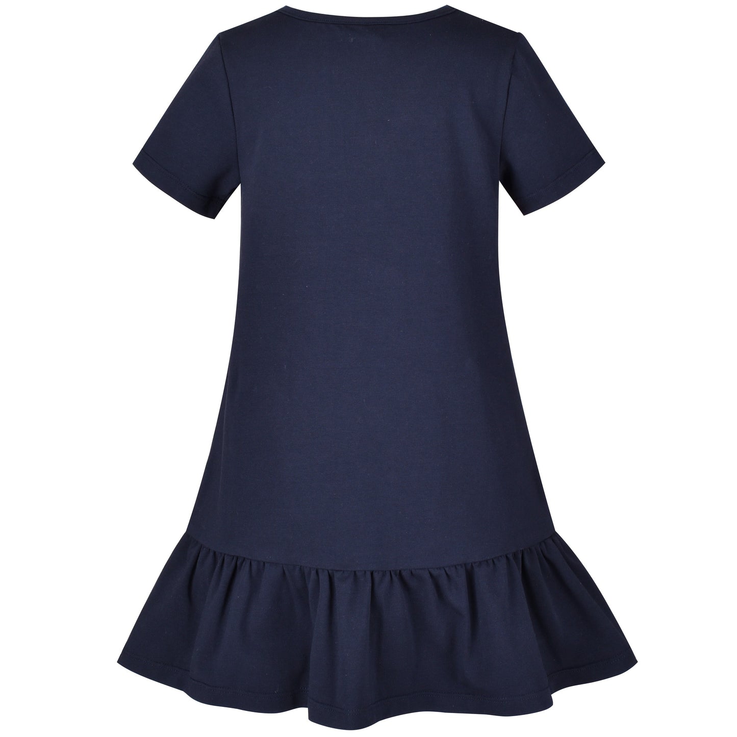 Girls Dress Cotton Green Crocodile Dinosaur Pocket Short Sleeve Blue