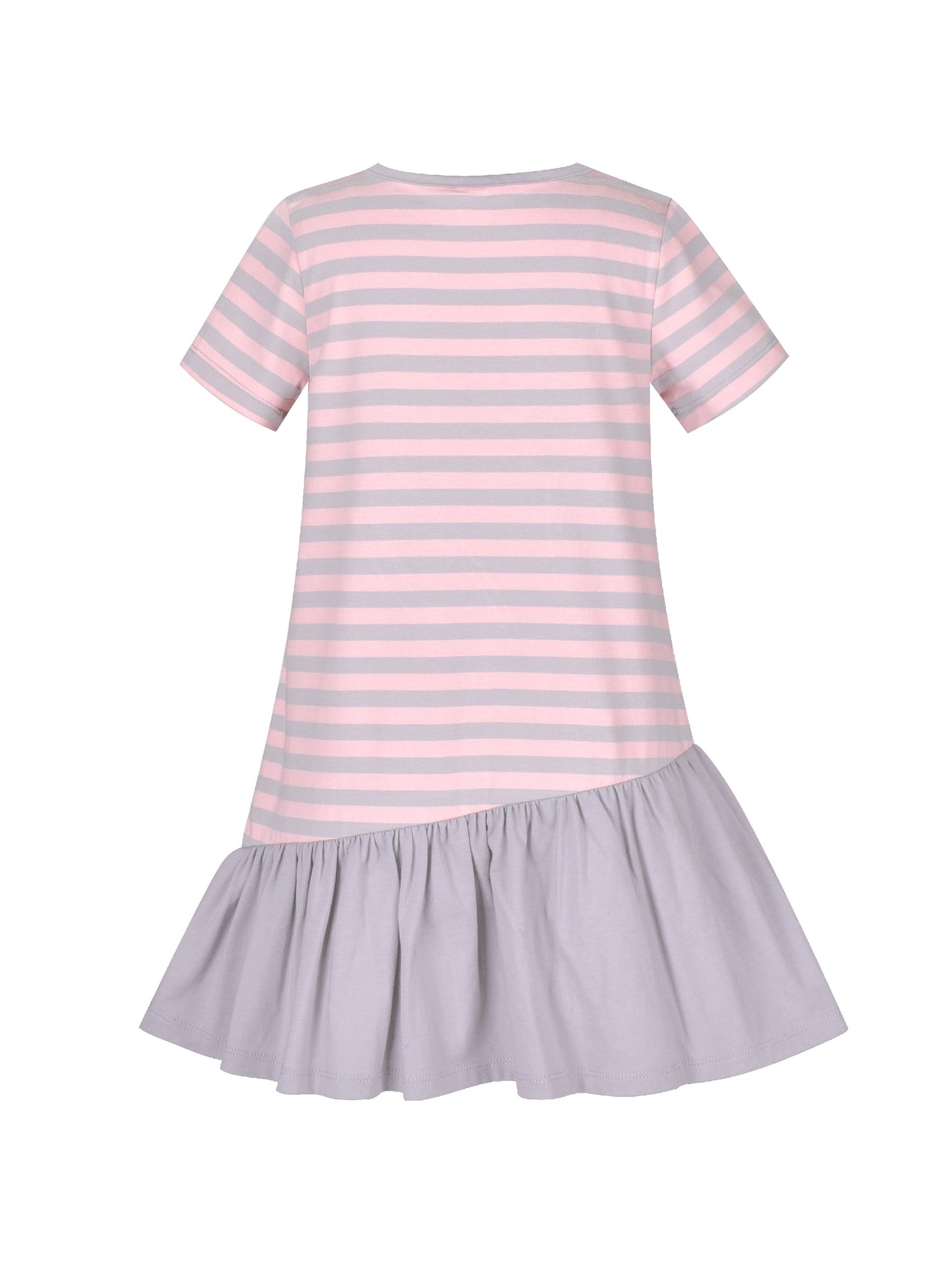 Girls Dress Cotton Green Crocodile Dinosaur Pocket Short Sleeve Gray