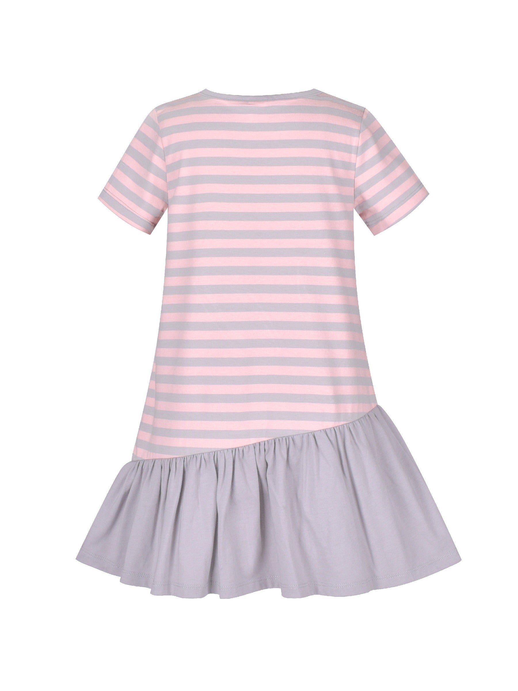 Girls Dress Cotton Green Crocodile Dinosaur Pocket Short Sleeve Gray