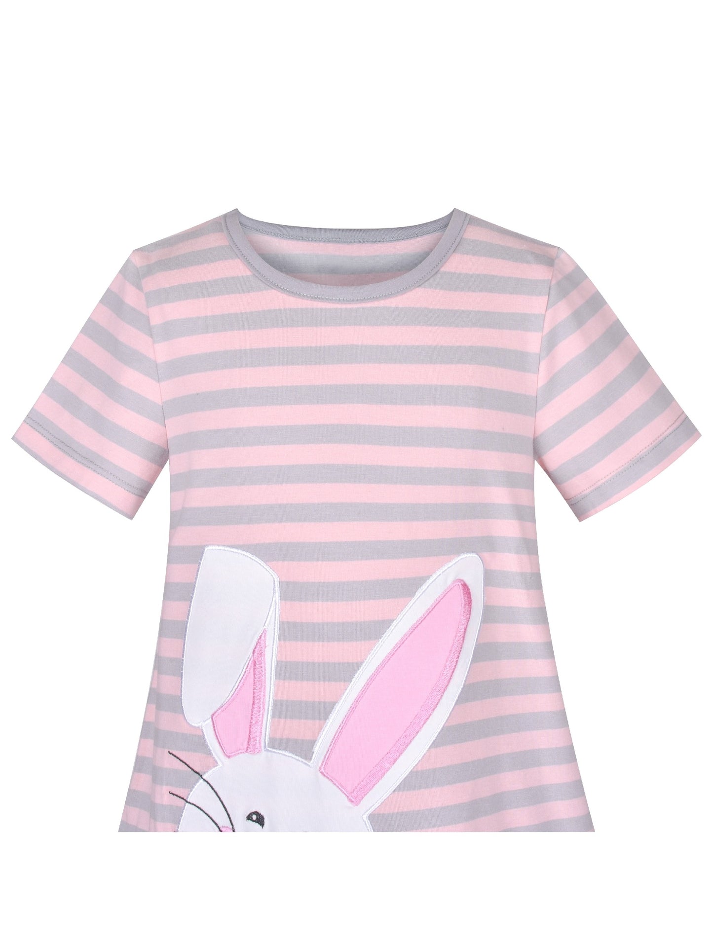 Girls Dress Cotton Green Crocodile Dinosaur Pocket Short Sleeve Gray