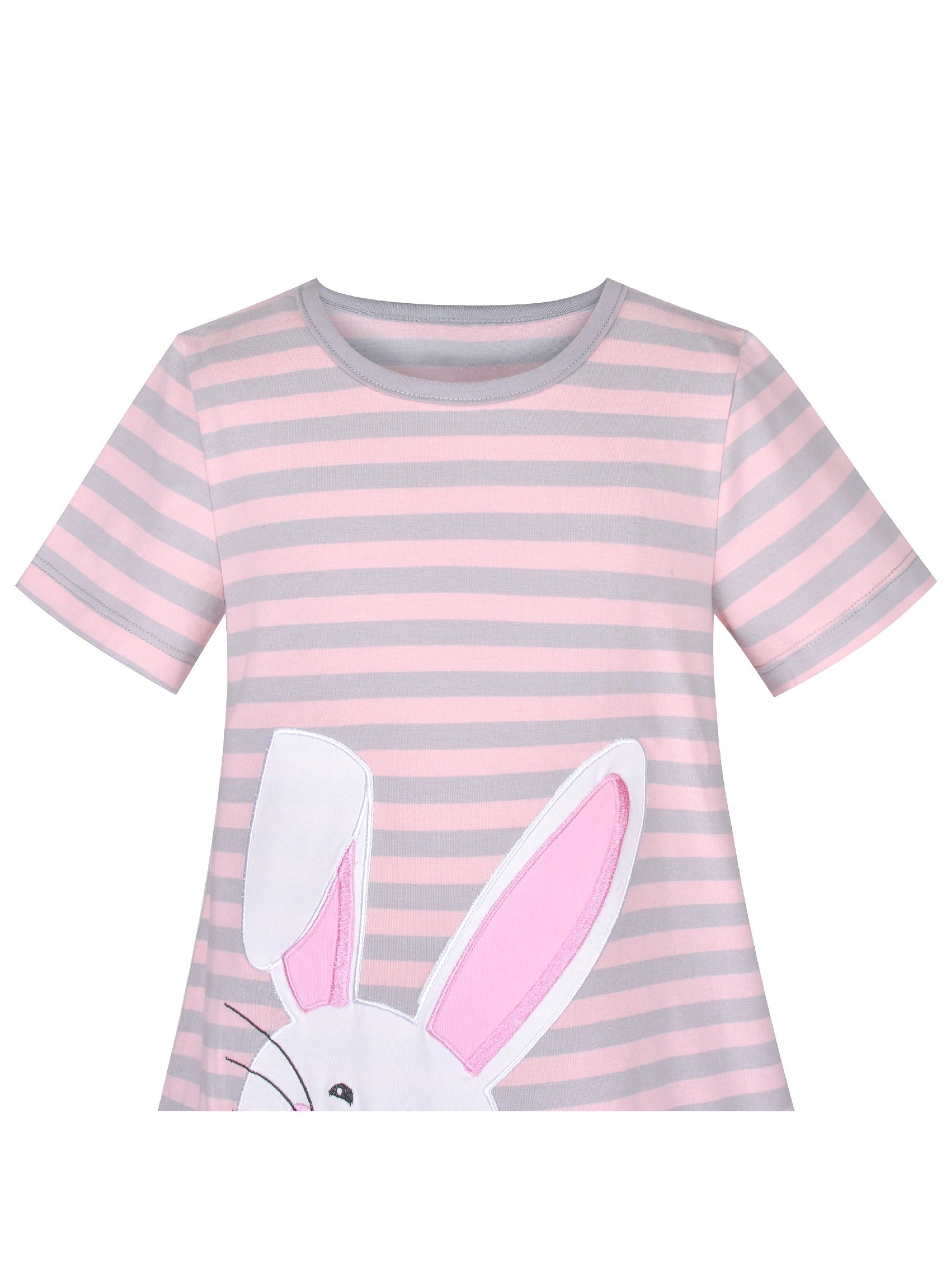 Girls Dress Cotton Green Crocodile Dinosaur Pocket Short Sleeve Gray
