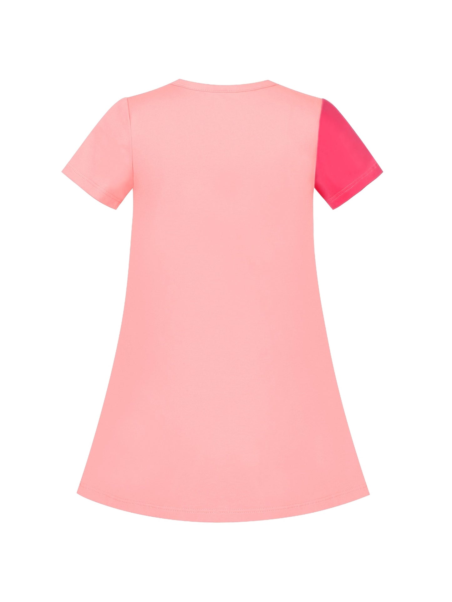 Girls Dress Cotton Green Crocodile Dinosaur Pocket Short Sleeve Pink