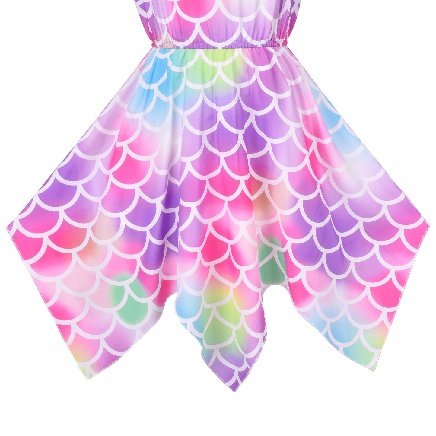 Girls Dress Sunflower Butterfly Hanky Hem Party Beach Necklace Sundress Purple