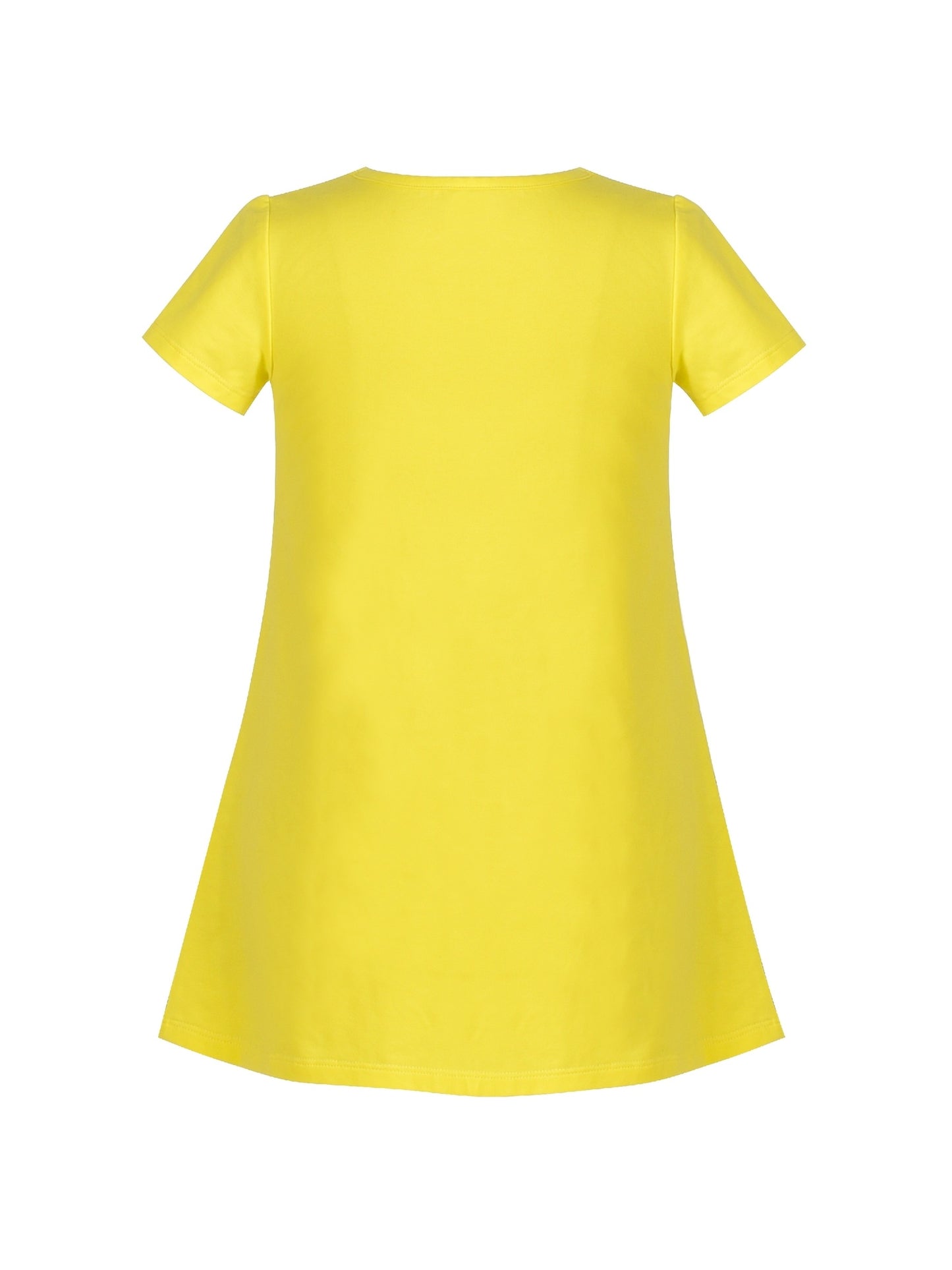 Girls Dress Cotton Green Crocodile Dinosaur Pocket Short Sleeve Yellow