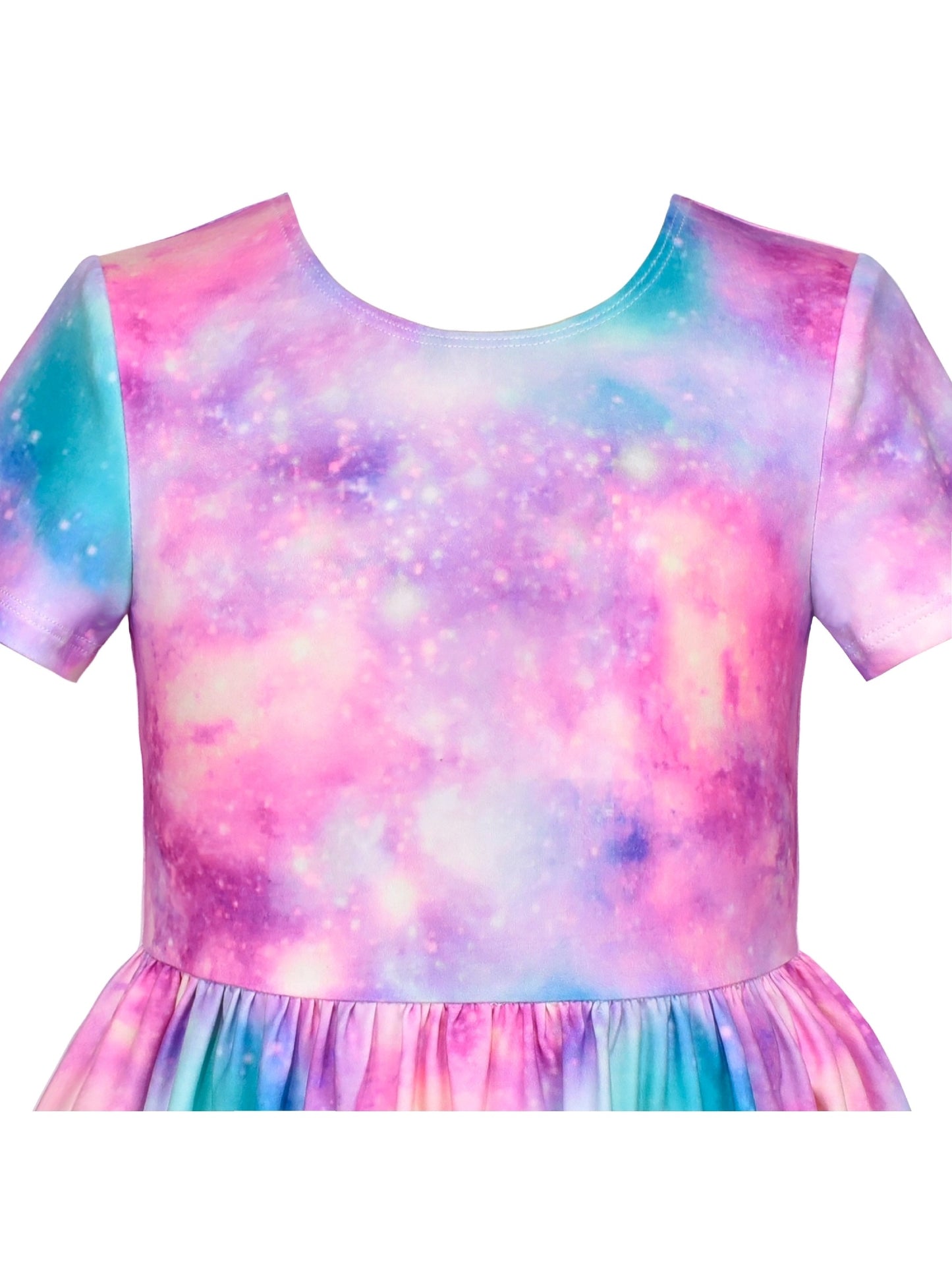 Girls Dress Floral Casual Maxi Dress Short Sleeve Open Back Purple