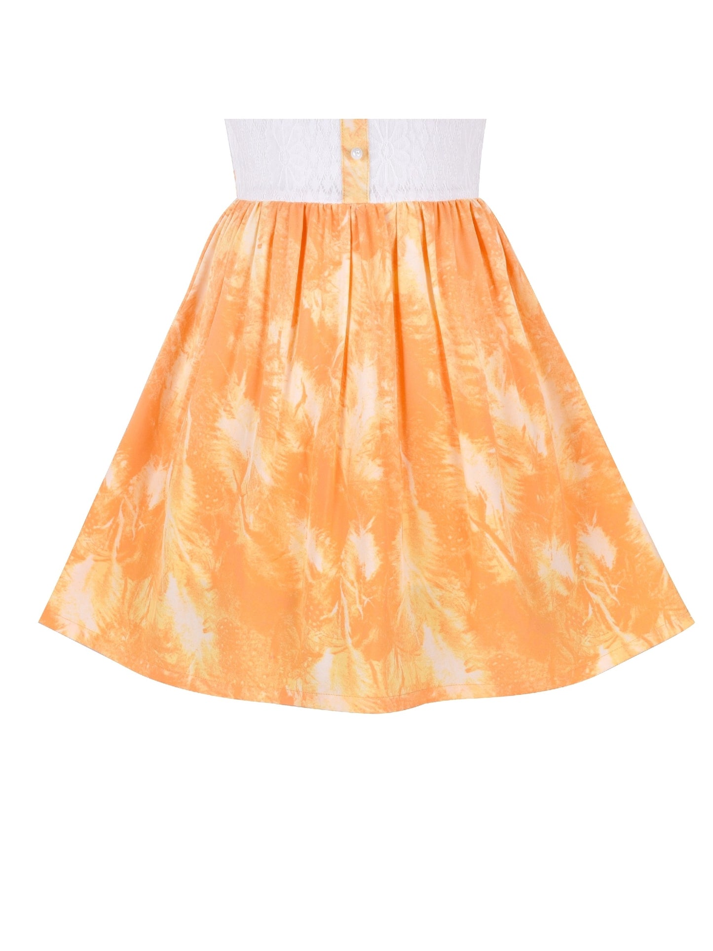 Girls Dress Lace Pearl Plum Blossom Elegant Princess Dress Yellow