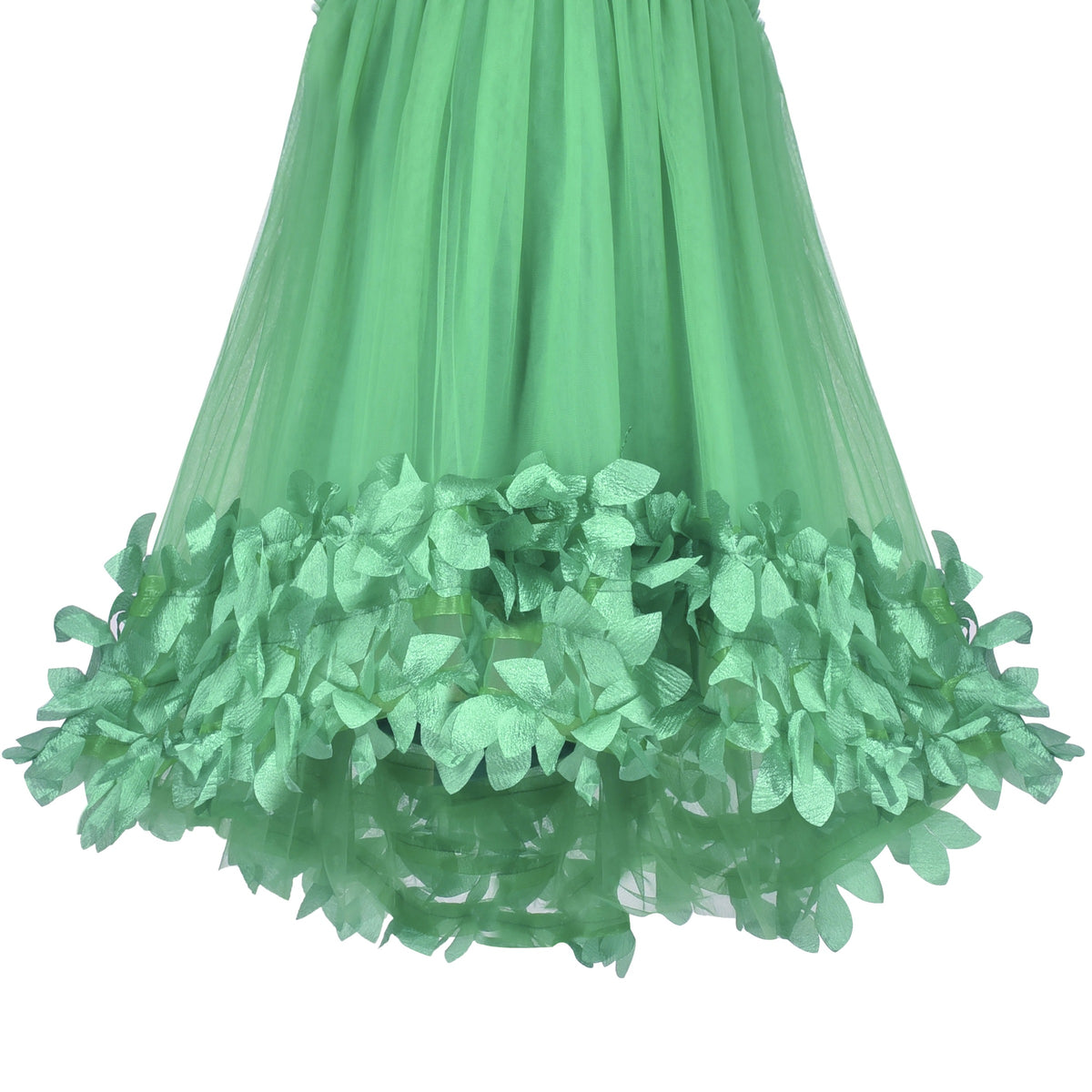 Girls Dress Turquoise Dimensional Flower Birthday Wedding Dress - Green