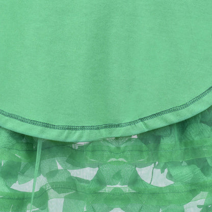 Girls Dress Turquoise Dimensional Flower Birthday Wedding Dress - Green