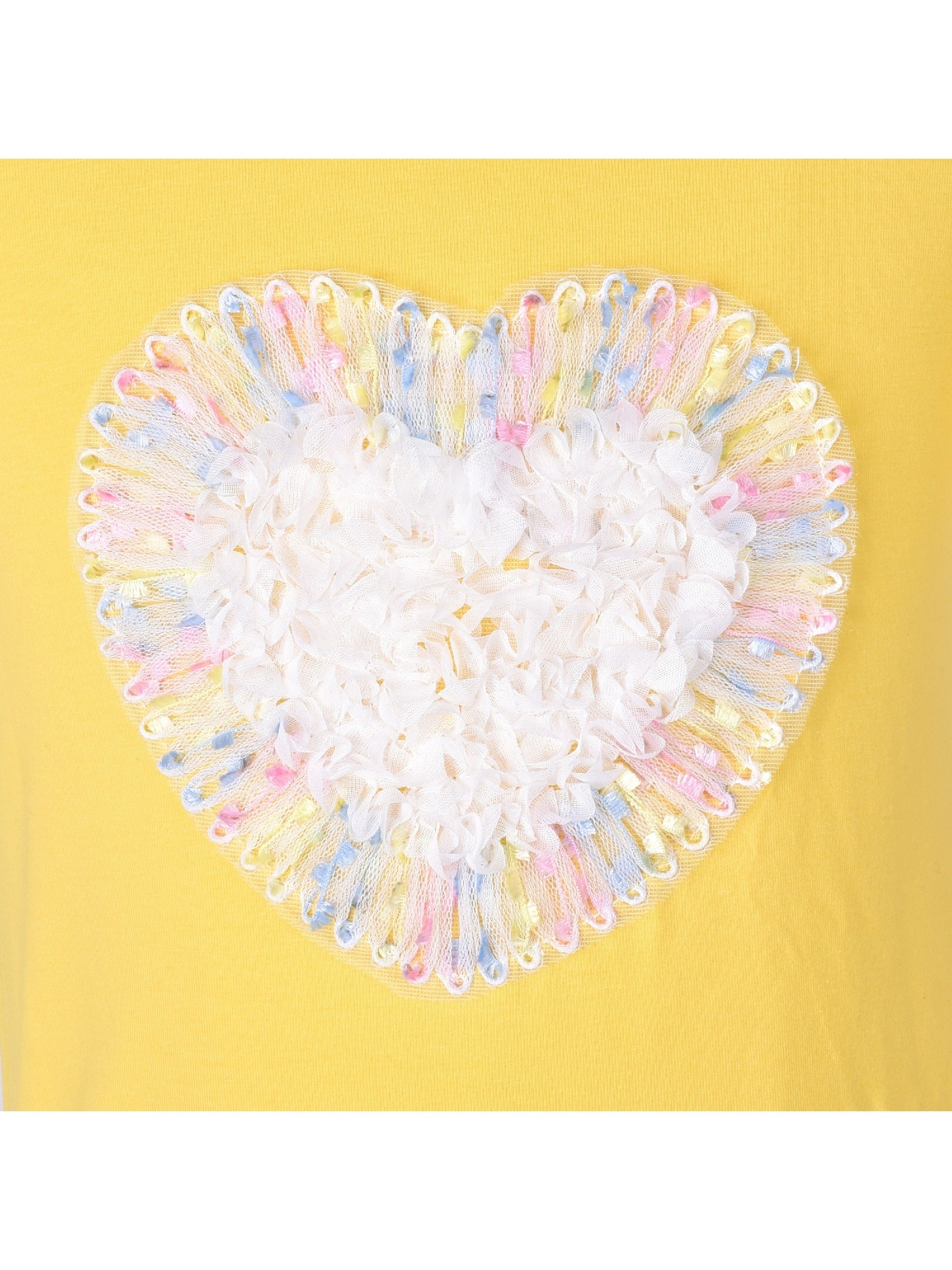 Girls Cotton T-shirt Purple Balloon Yellow Heart Graphic Short Sleeve Multi-Color