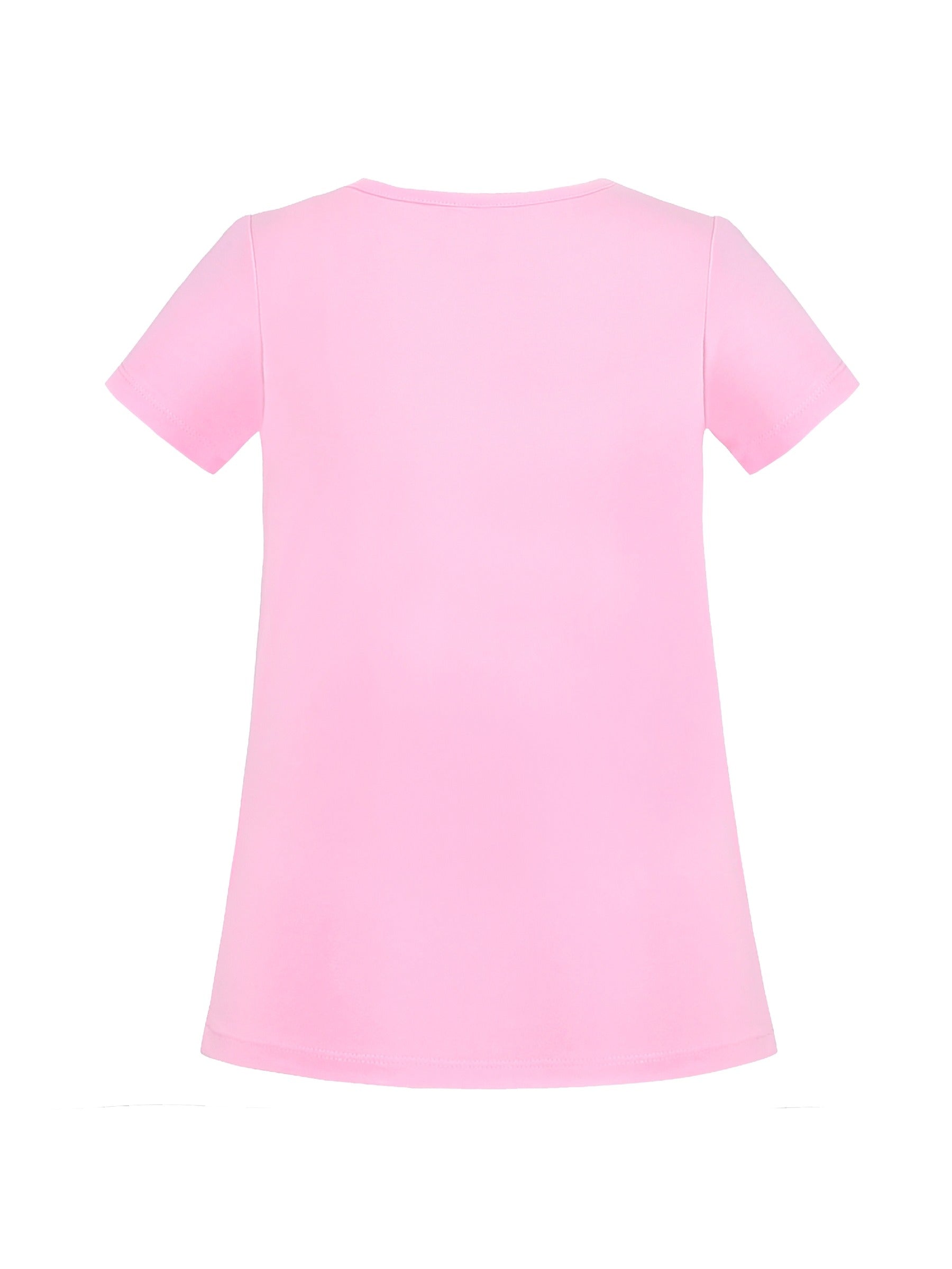 Girls Cotton T-shirt Purple Balloon Yellow Heart Graphic Short Sleeve Pink