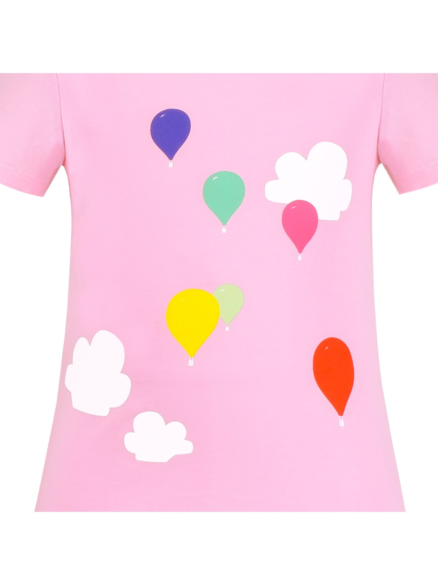 Girls Cotton T-shirt Purple Balloon Yellow Heart Graphic Short Sleeve Pink