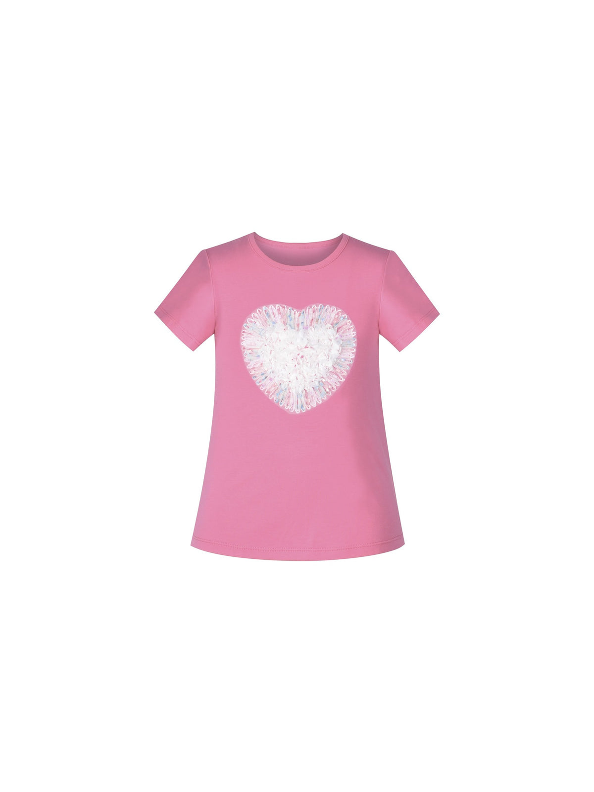 Girls Cotton T-shirt Purple Balloon Yellow Heart Graphic Short Sleeve - Purple