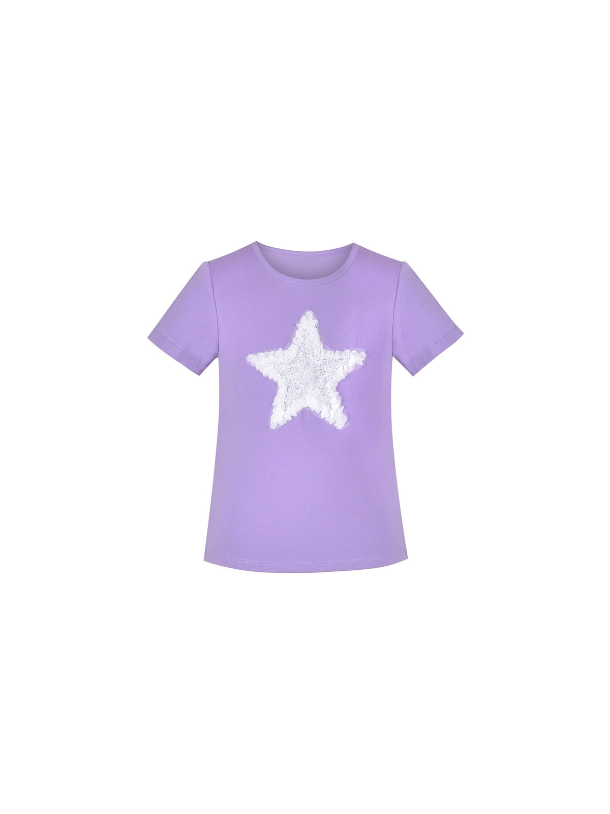 Girls Cotton T-shirt Purple Balloon Yellow Heart Graphic Short Sleeve - Purple