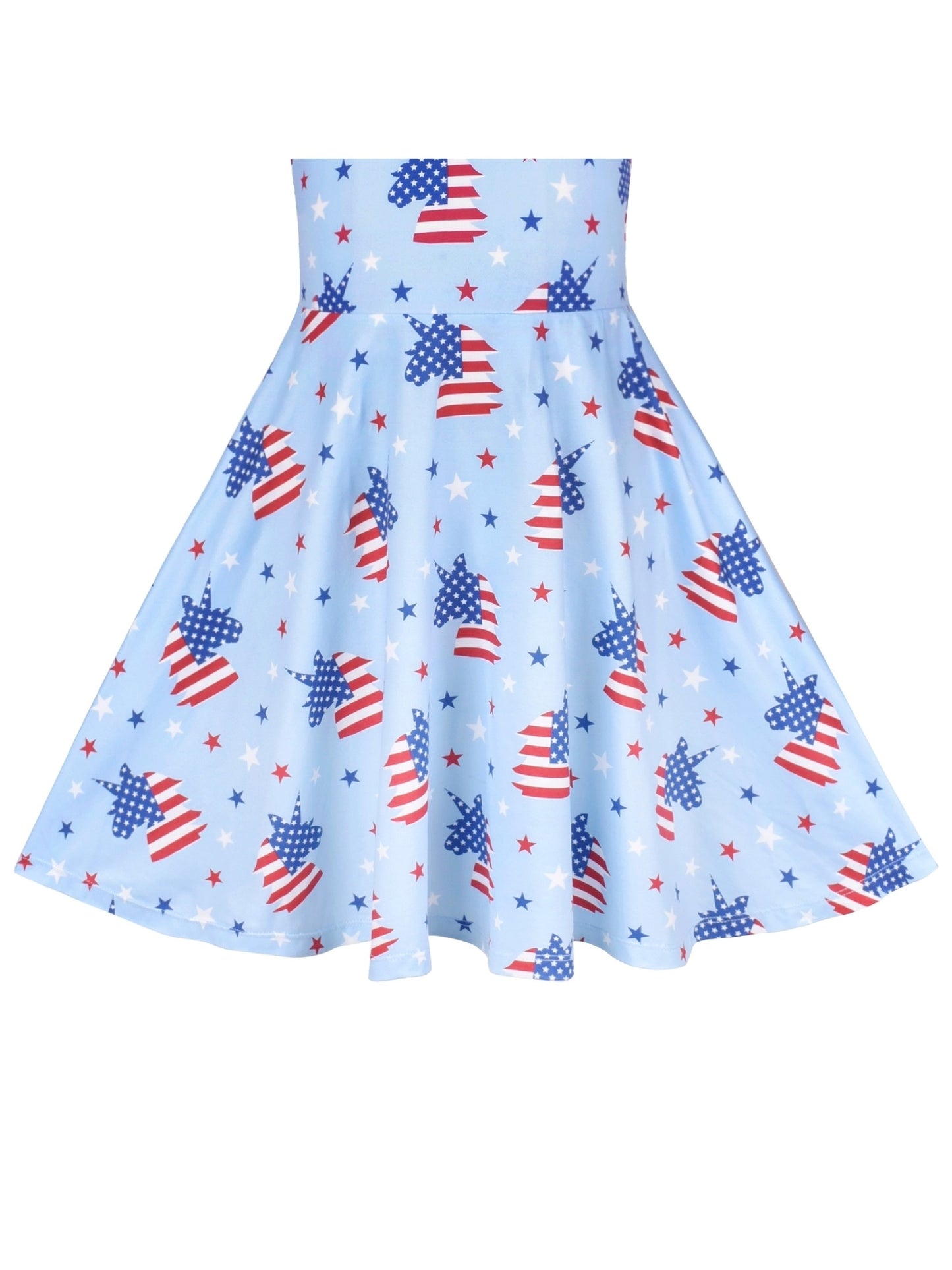 Girls Dress Blue Unicorn Short Sleeve Casual Dress Blue