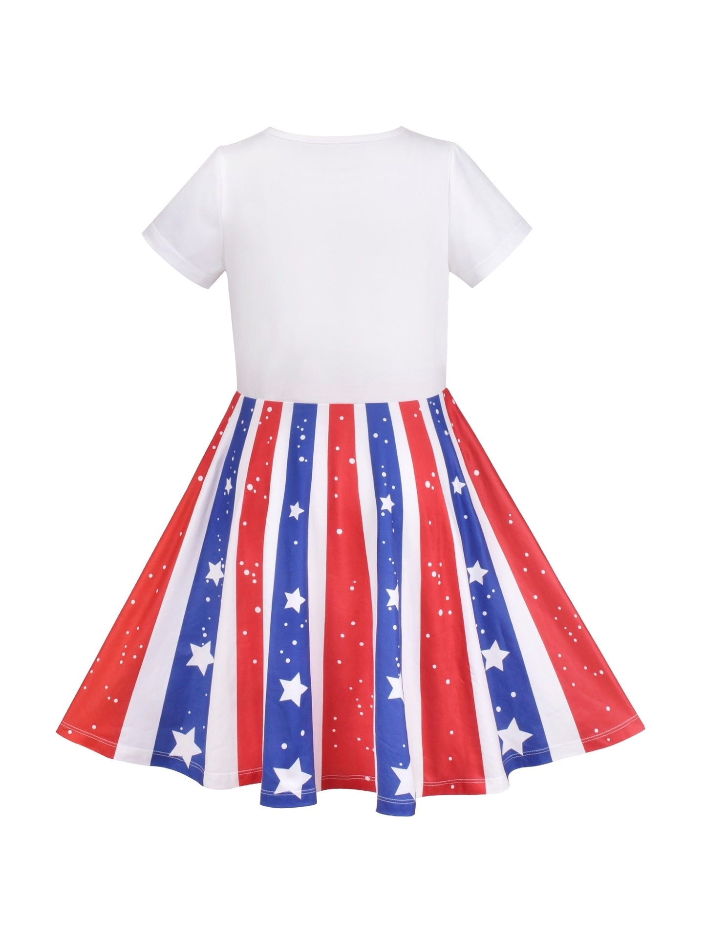 Girls Dress Blue Unicorn Short Sleeve Casual Dress Multi-Color