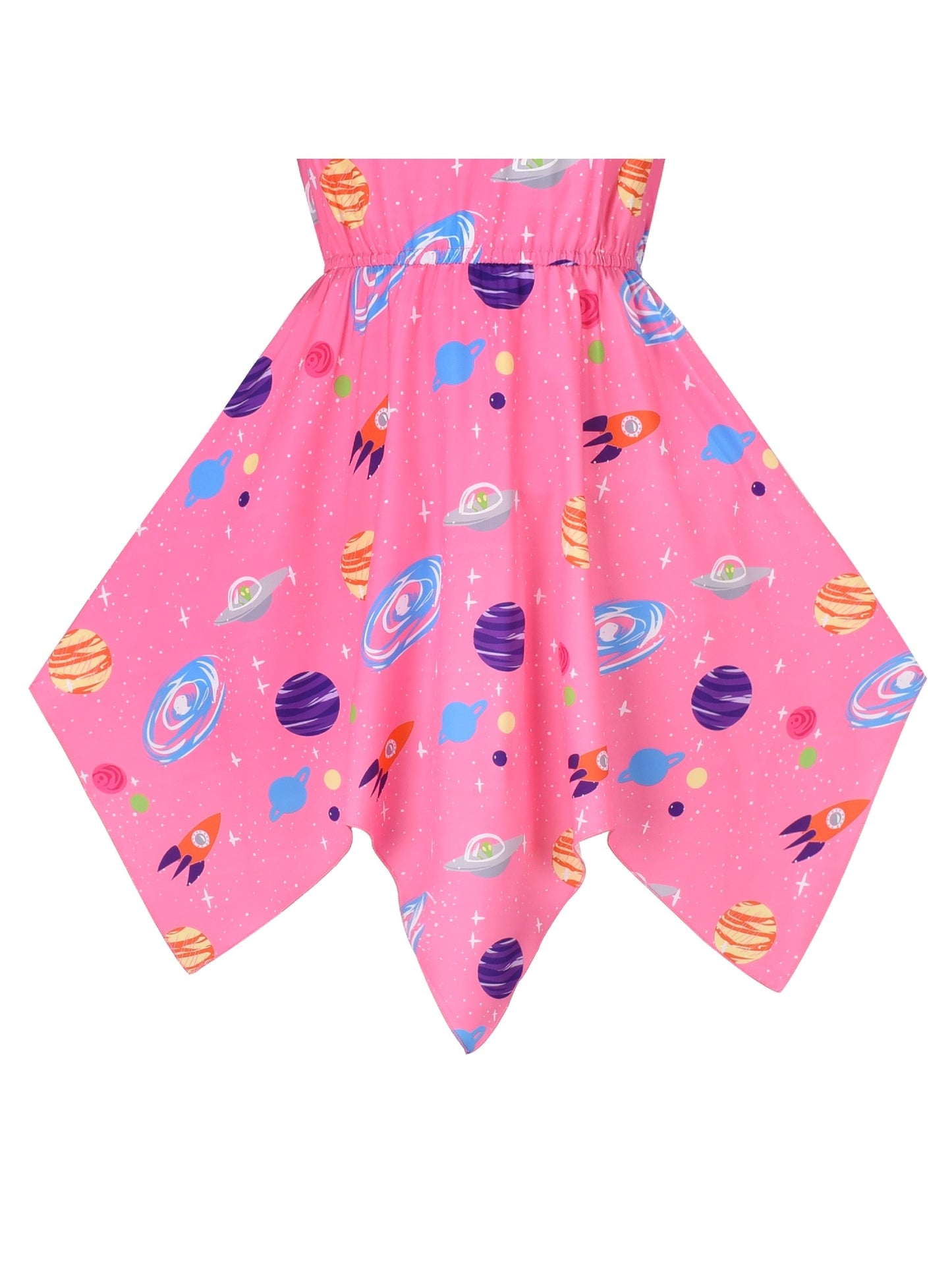 Girls Dress Sunflower Butterfly Hanky Hem Party Beach Necklace Sundress Pink