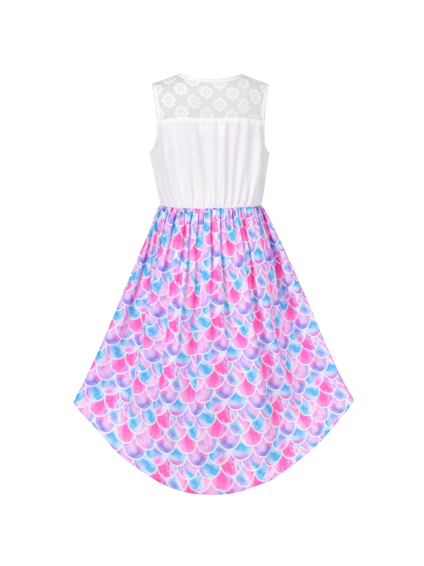 Girls Dress Lace to Chiffon Striped Black White Tied Waist Purple