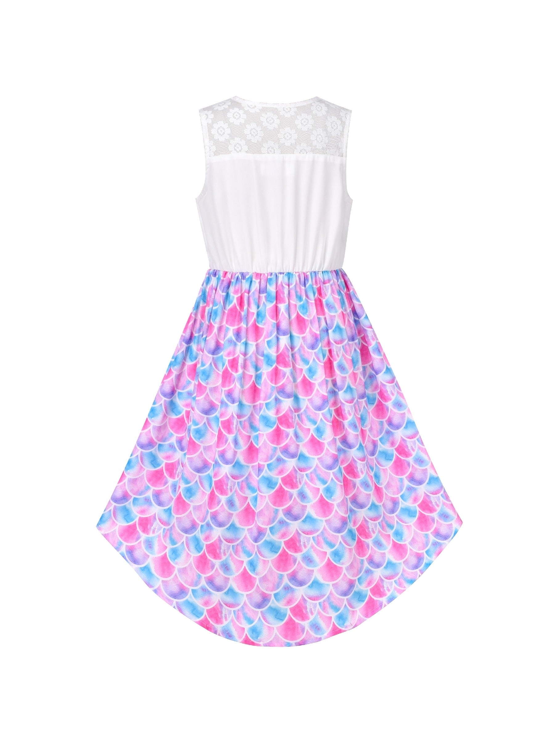 Girls Dress Lace to Chiffon Striped Black White Tied Waist Purple