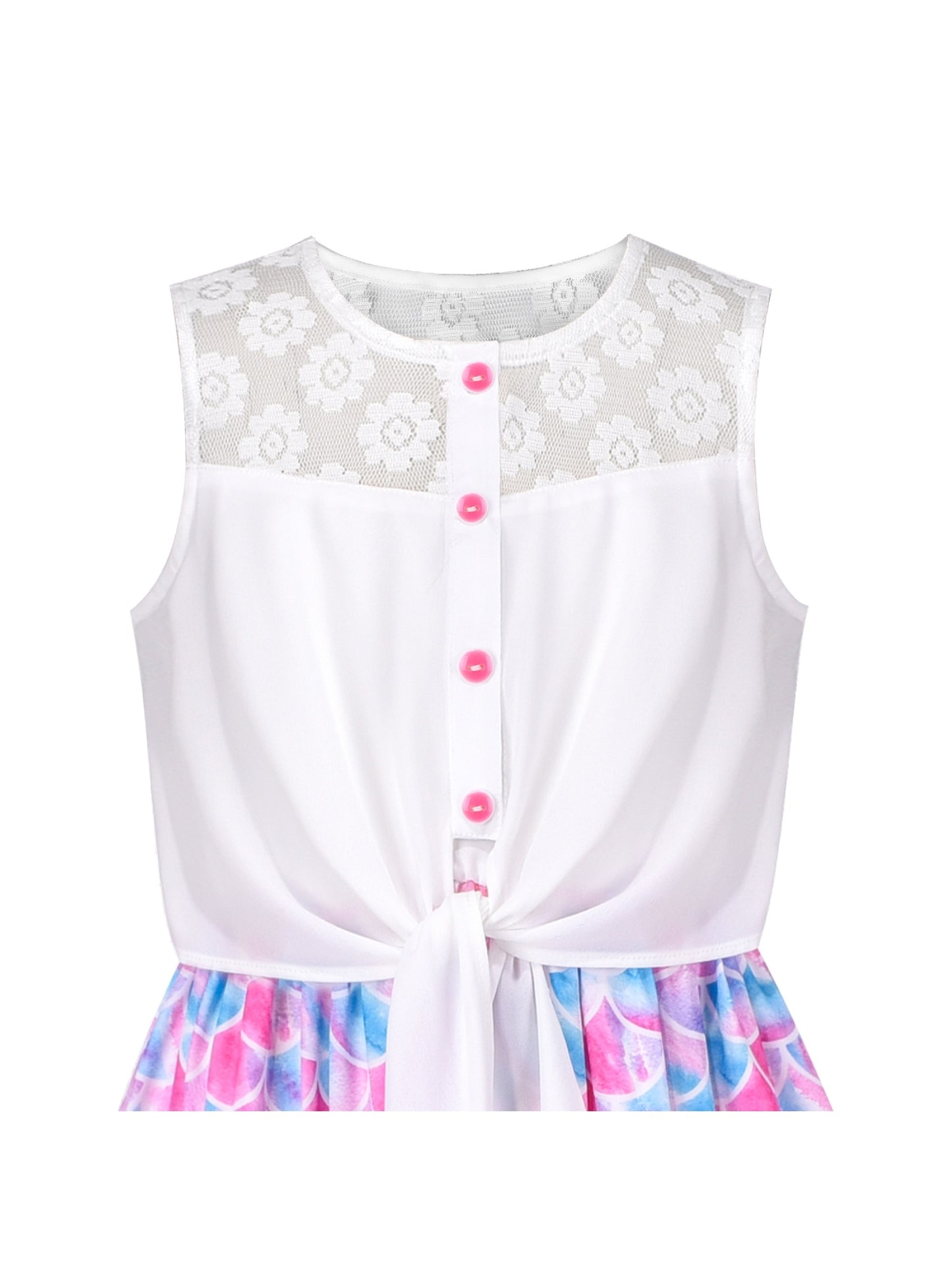 Girls Dress Lace to Chiffon Striped Black White Tied Waist Purple