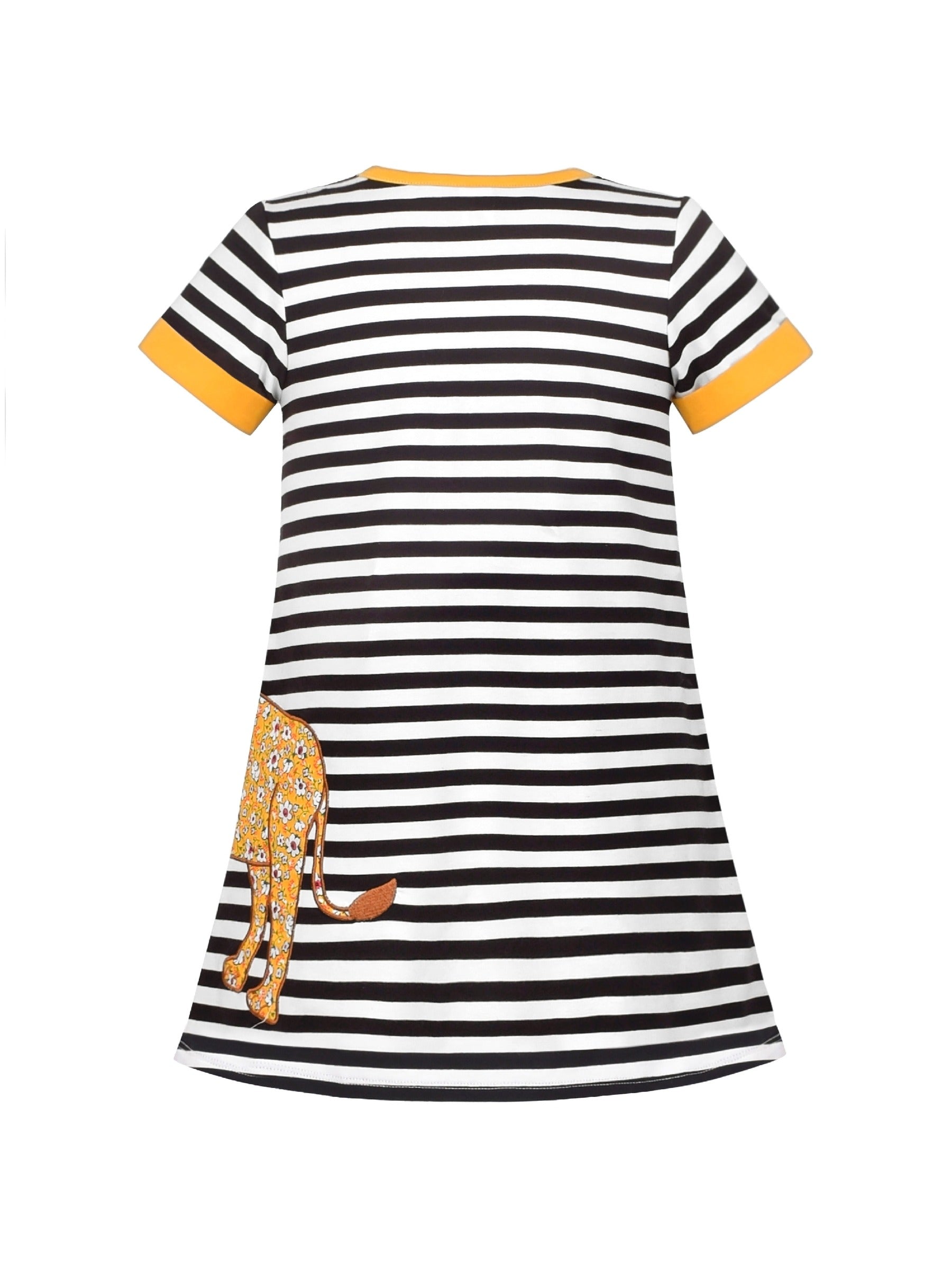 Girls Dress Tee Cotton Sunflower Petal Short Sleeve Yellow