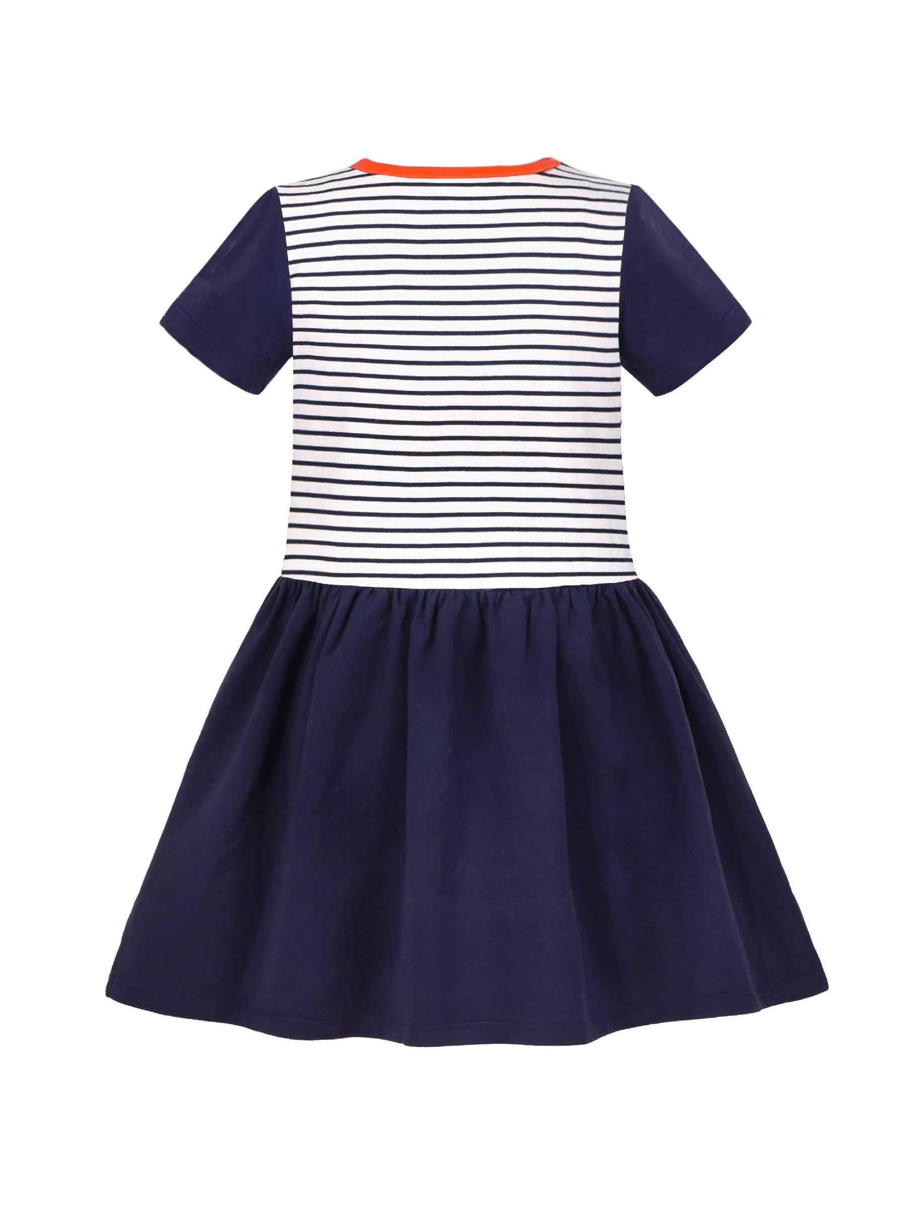 Girls Dress Blue Dot Rabbit Bunny Knitted Cotton Sundress Blue