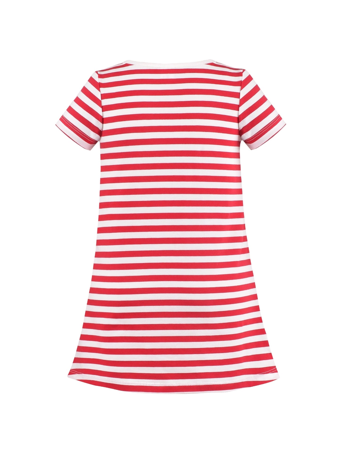 Girls Dress Tee Cotton Sunflower Petal Short Sleeve Red