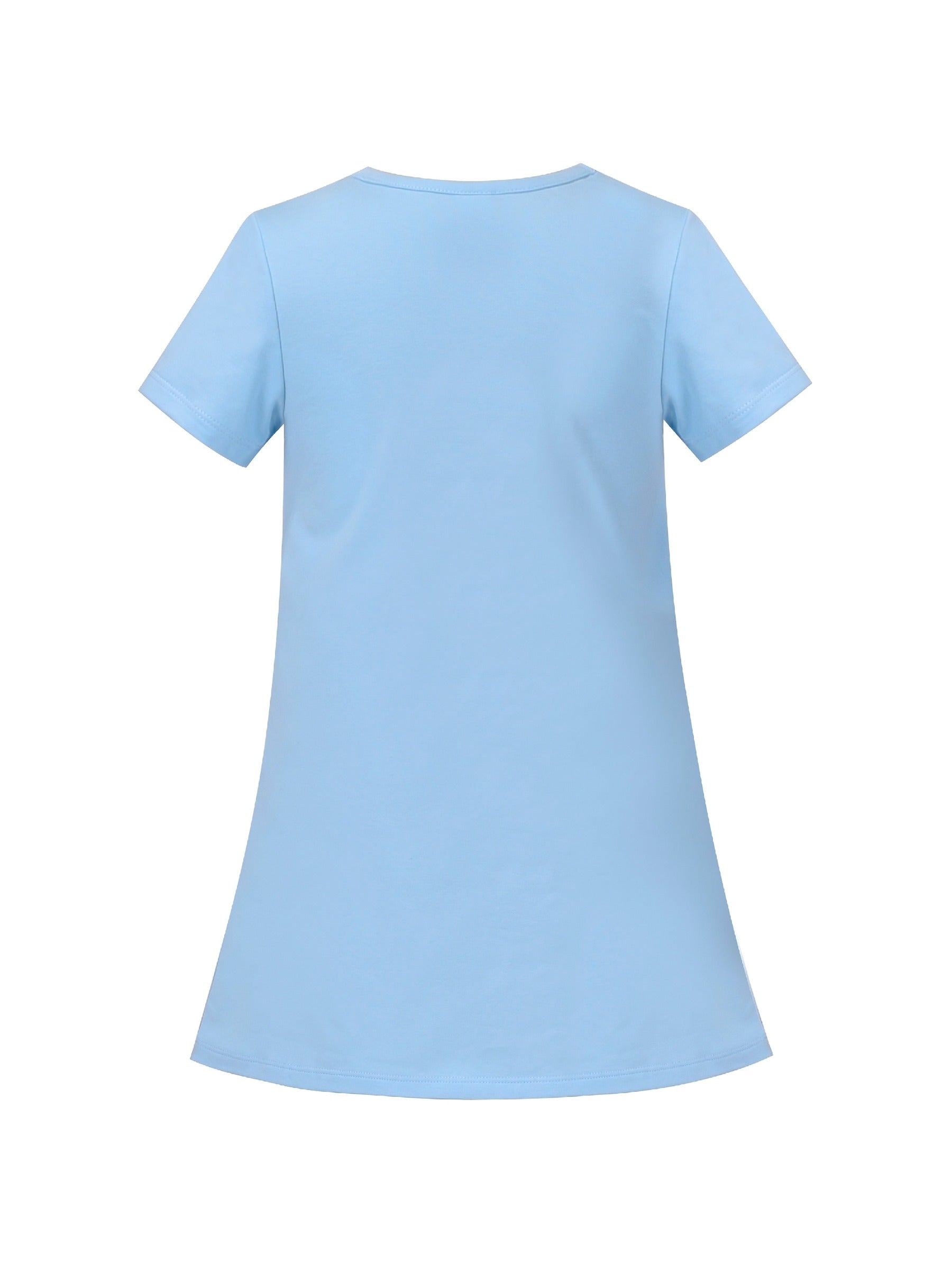 Girls Dress Tee Cotton Sunflower Petal Short Sleeve Blue