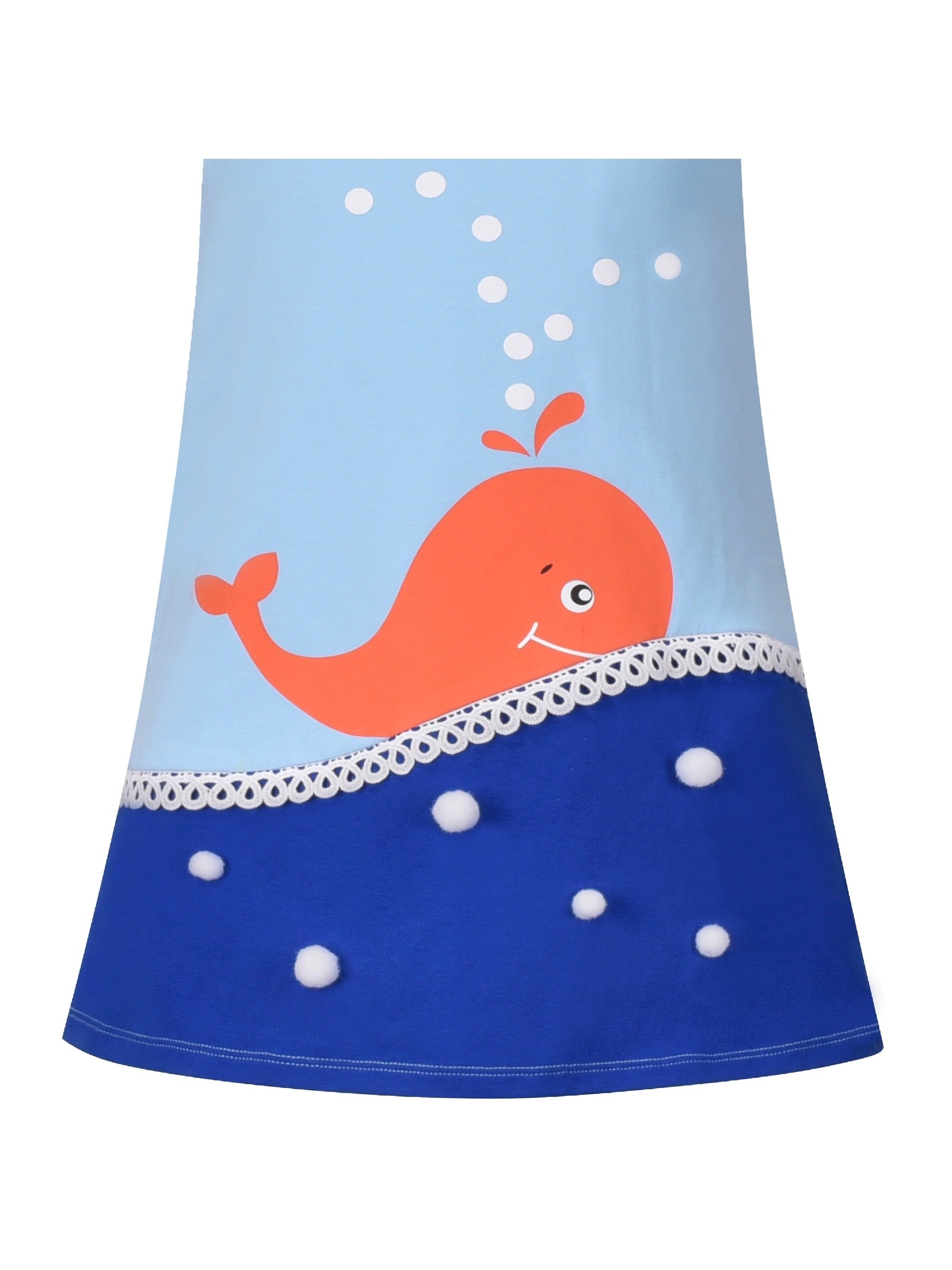 Girls Dress Tee Cotton Sunflower Petal Short Sleeve Blue