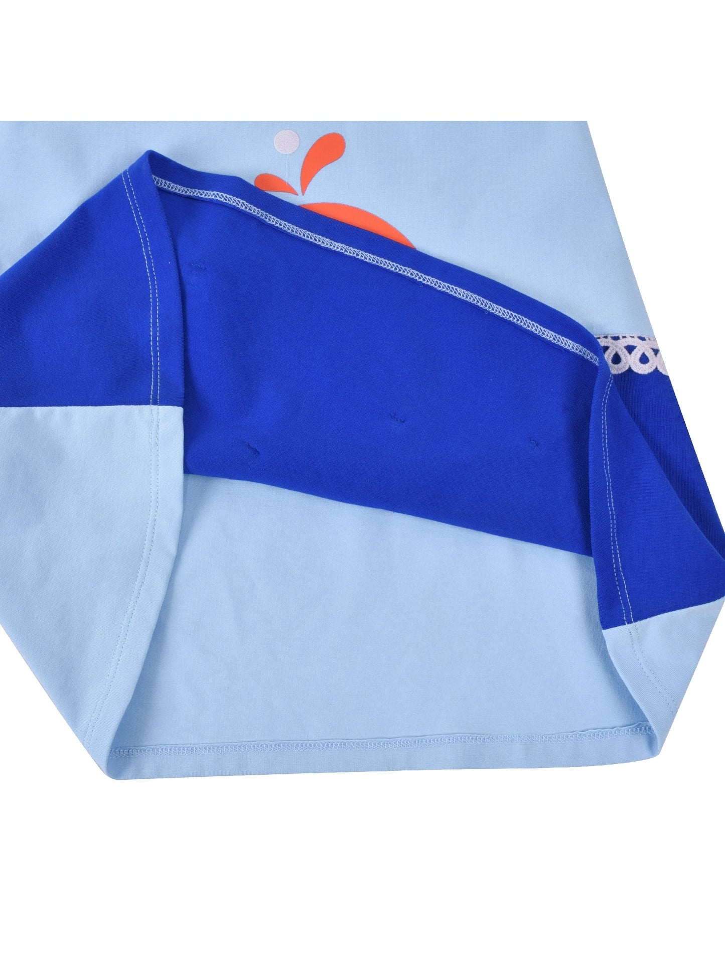 Girls Dress Tee Cotton Sunflower Petal Short Sleeve Blue