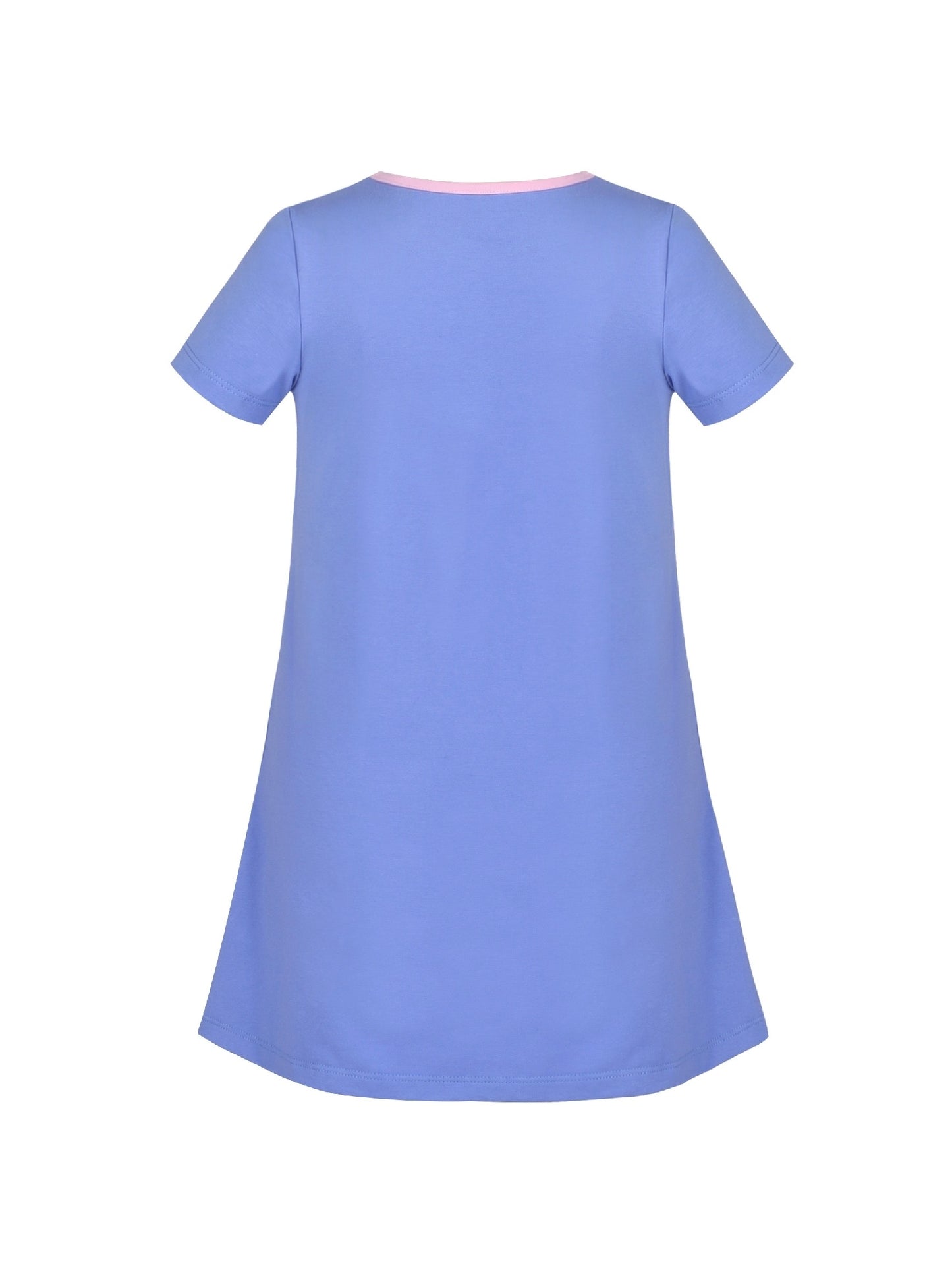 Girls Dress Tee Cotton Sunflower Petal Short Sleeve Blue