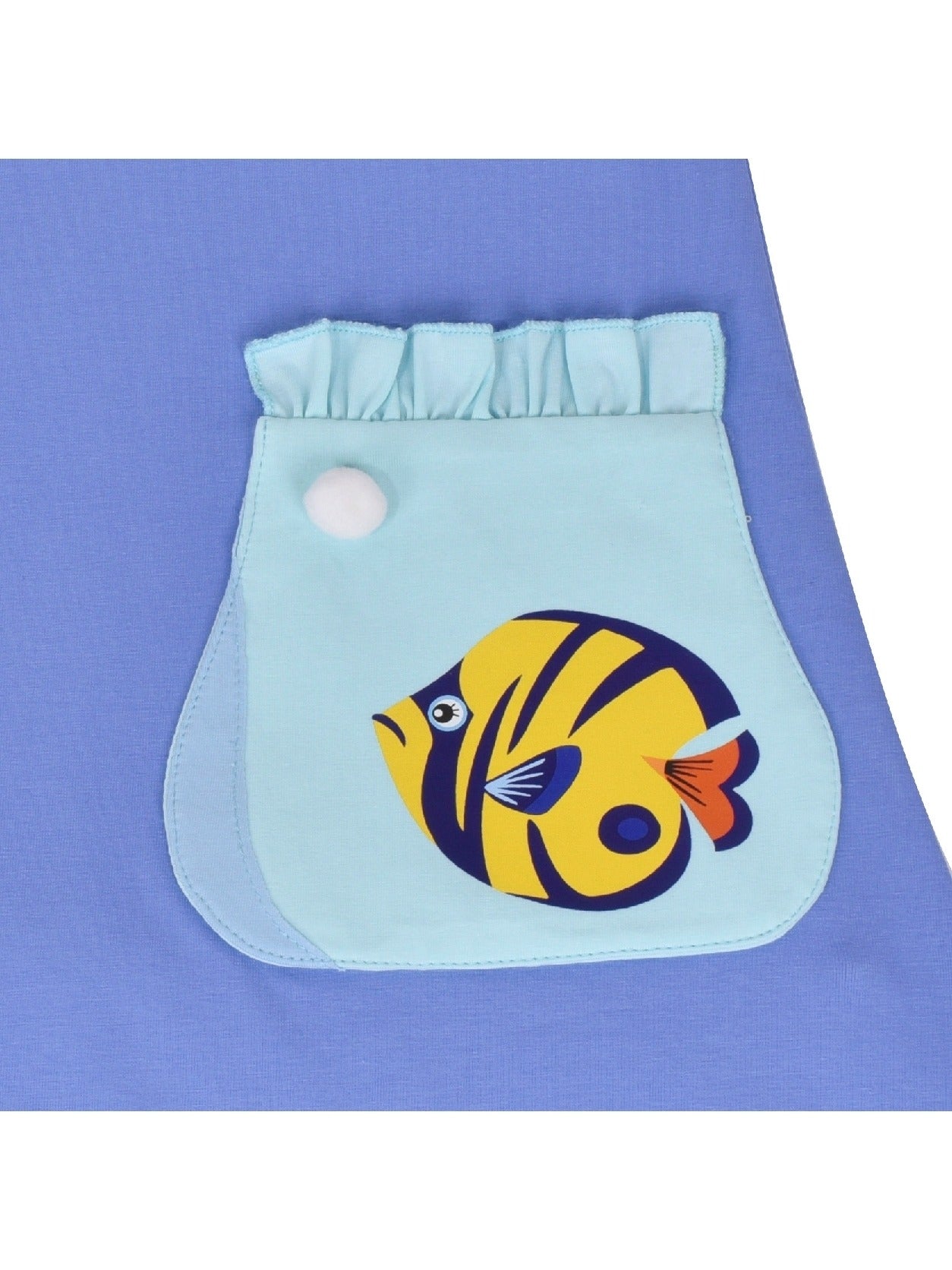 Girls Dress Tee Cotton Sunflower Petal Short Sleeve Blue