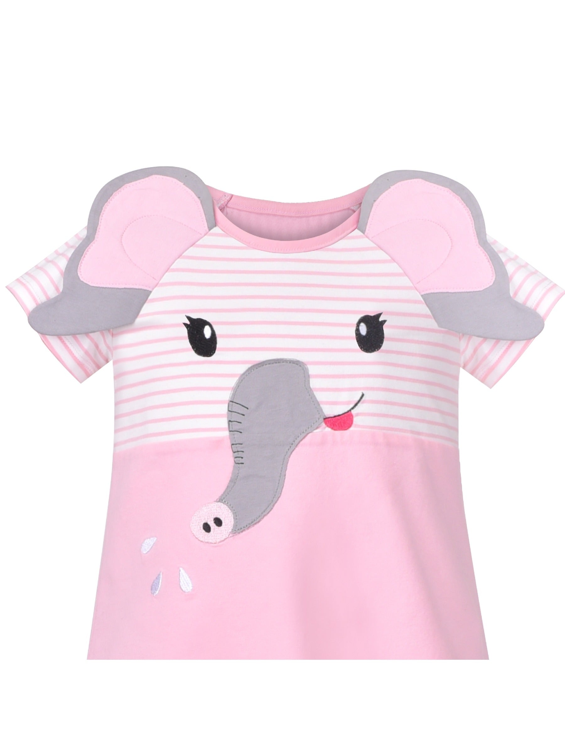 Girls Dress Tee Cotton Sunflower Petal Short Sleeve Pink