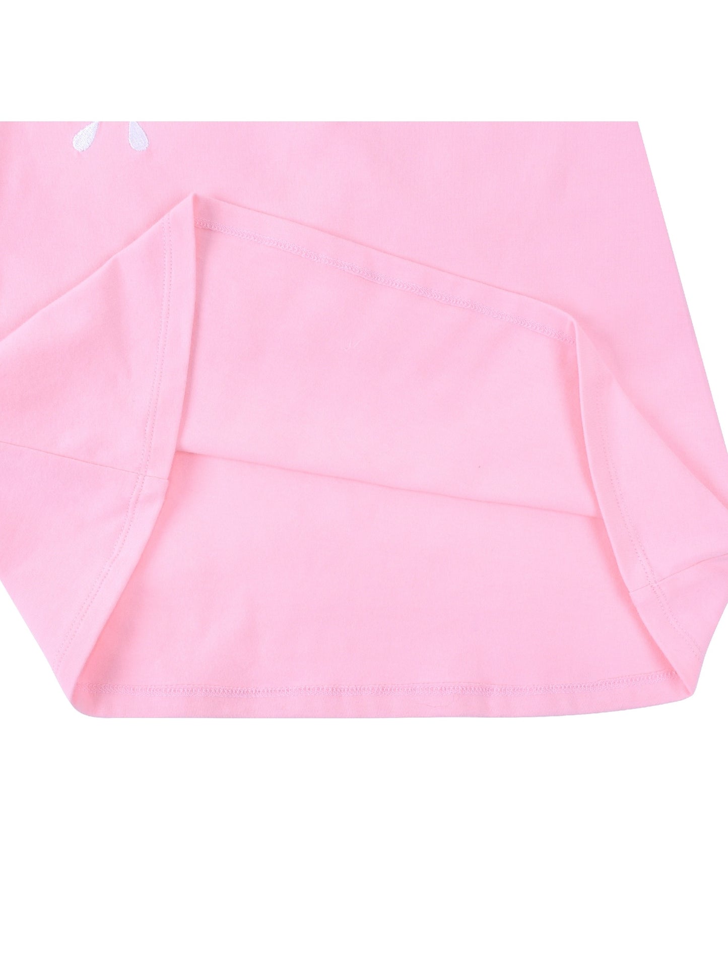 Girls Dress Tee Cotton Sunflower Petal Short Sleeve Pink