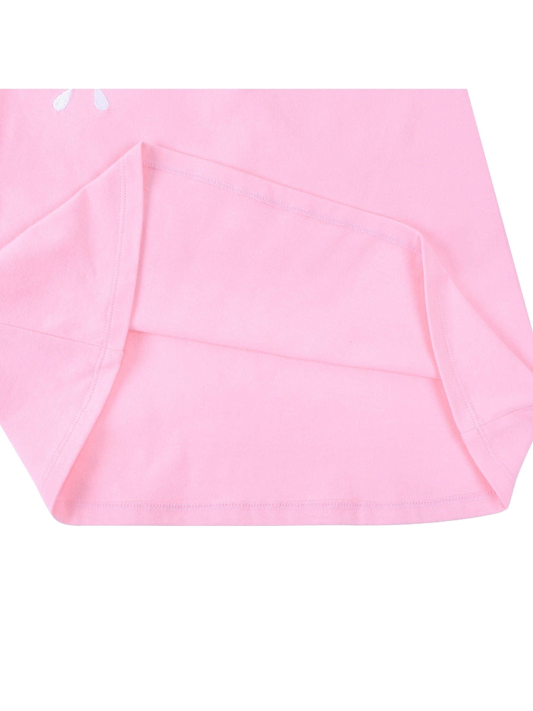 Girls Dress Tee Cotton Sunflower Petal Short Sleeve Pink