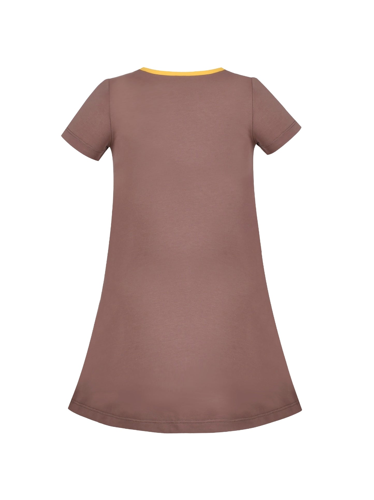 Girls Dress Tee Cotton Sunflower Petal Short Sleeve Brown