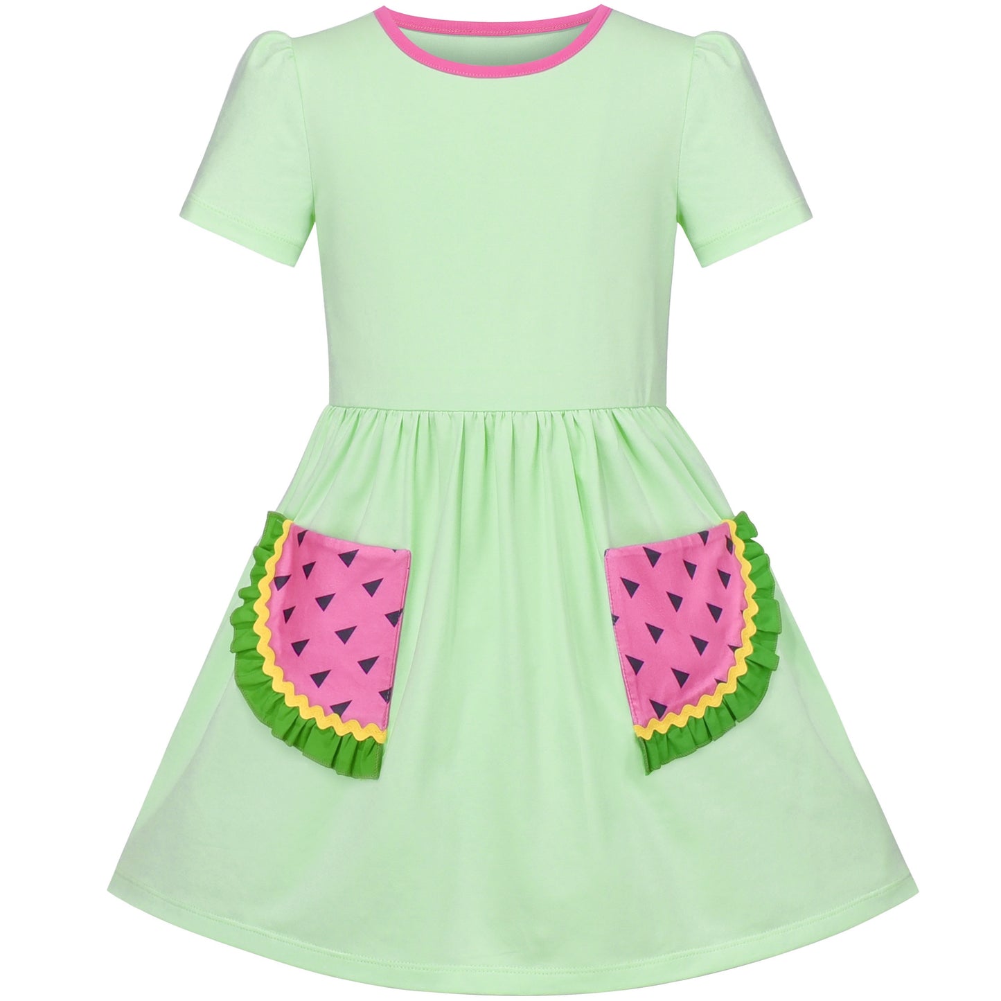Girls Dress Blue Dot Rabbit Bunny Knitted Cotton Sundress Green