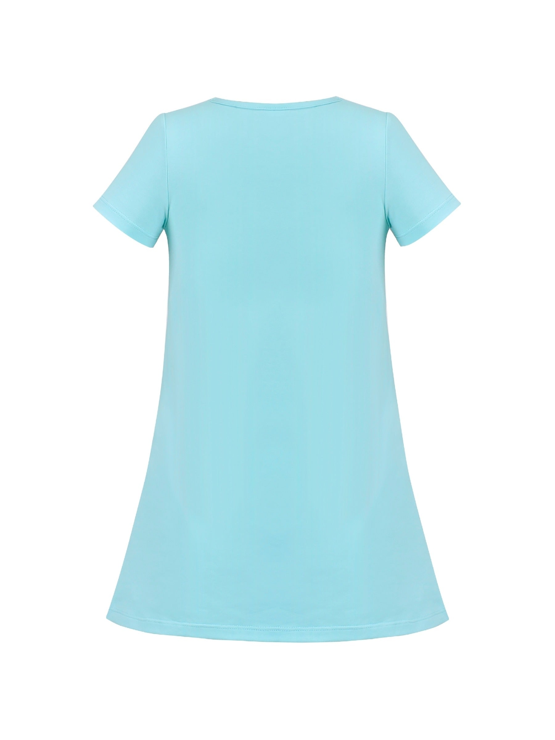 Girls Dress Tee Cotton Sunflower Petal Short Sleeve Blue